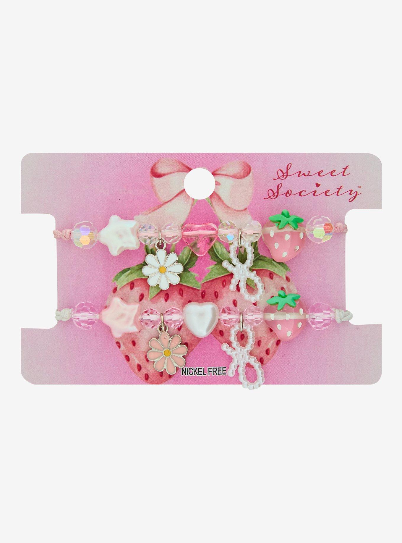 Sweet Society Strawberry Flower Best Friend Cord Bracelet Set, , hi-res