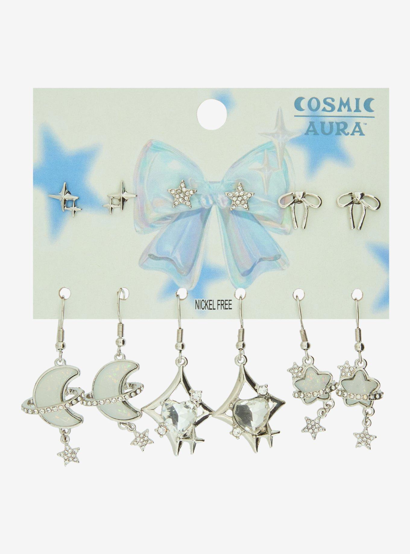 Cosmic Aura Celestial Bow Bling Earring Set, , hi-res