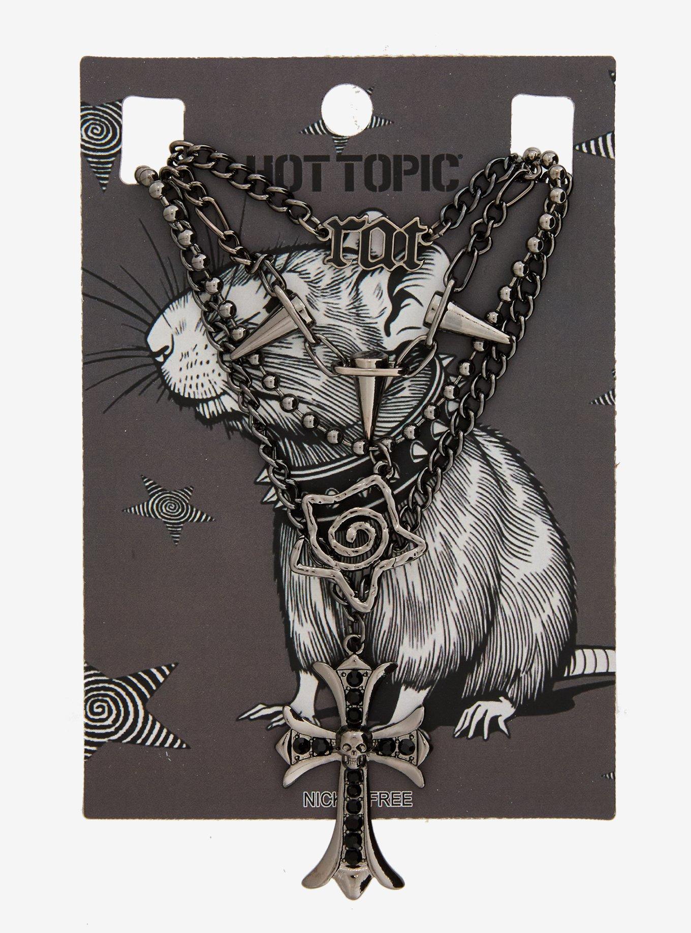 Rat Cross Spike Necklace Set, , hi-res