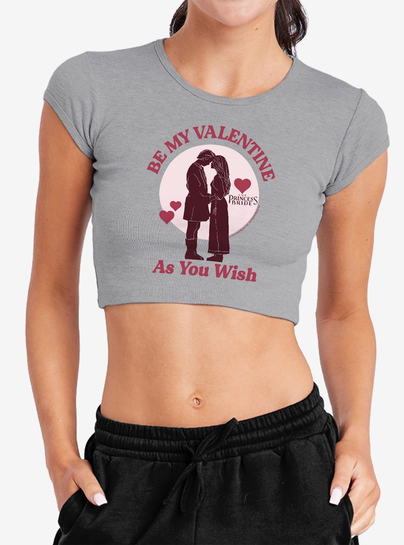The Princess Bride Be My Valentine As You Wish Cap Sleeve Baby Rib Women's Crop Top, , hi-res