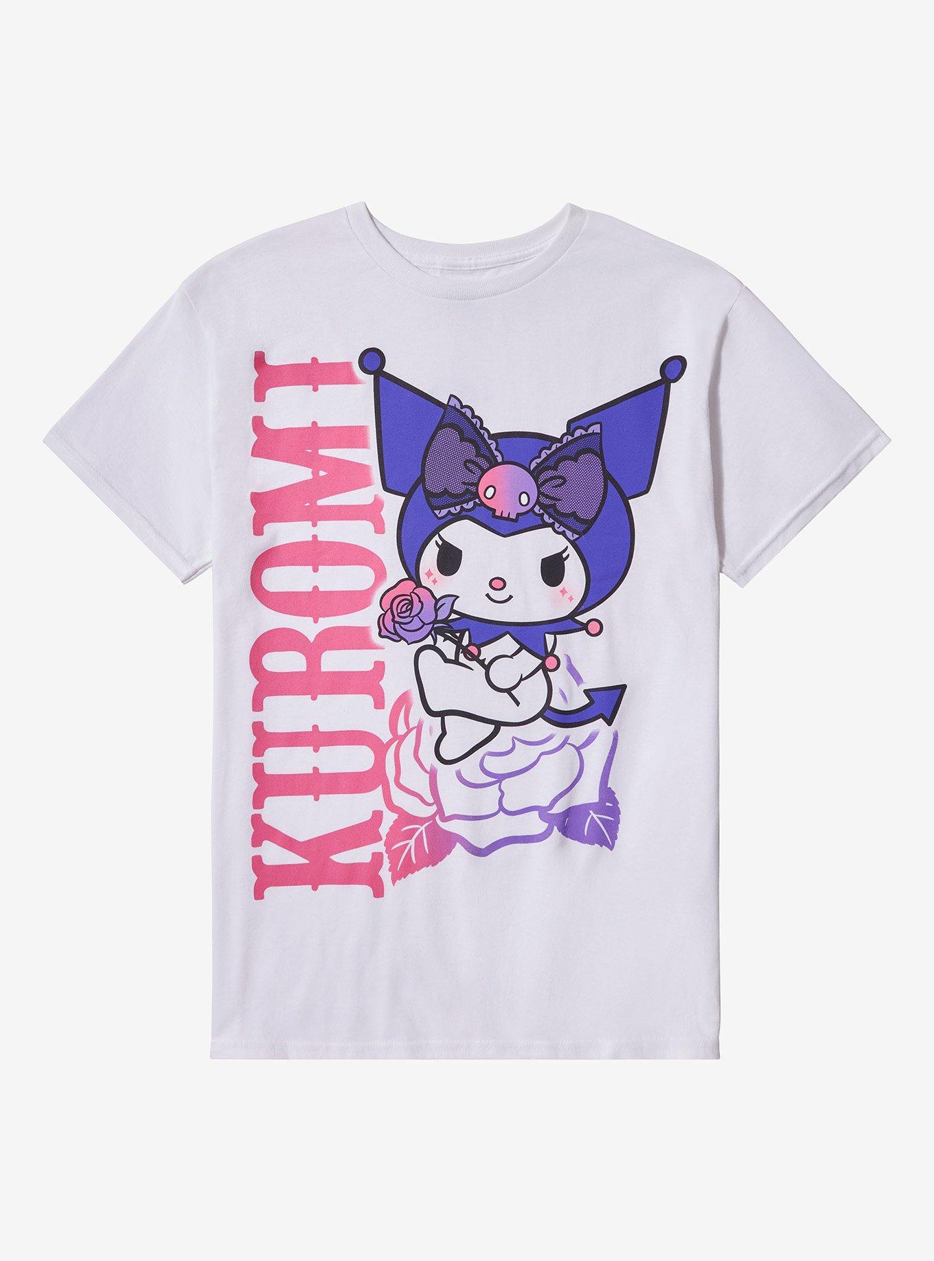 Kuromi Rose Outline Girls T-Shirt, , hi-res