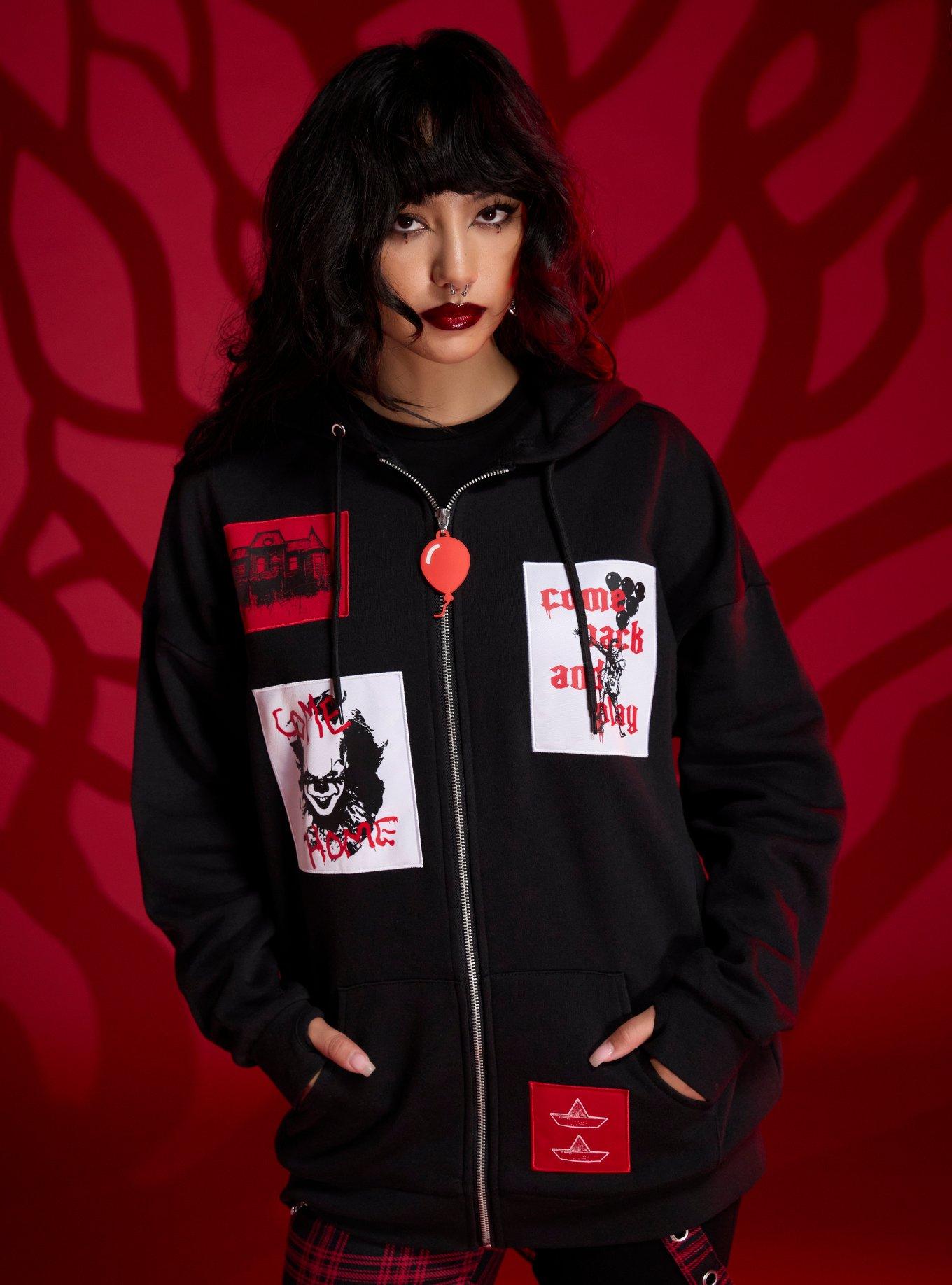 IT Pennywise Patches Girls Oversized Hoodie, , hi-res