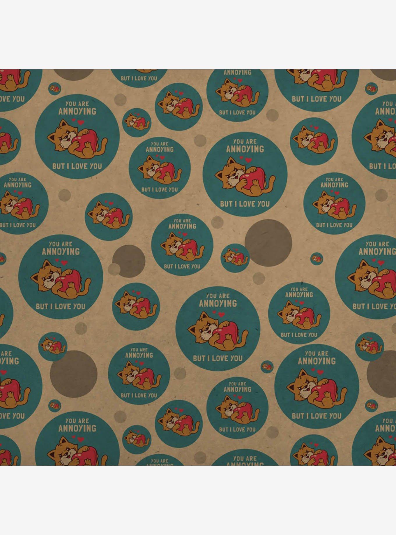You Are Annoying But I Love You Cat Premium Kraft Wrapping Paper, , hi-res