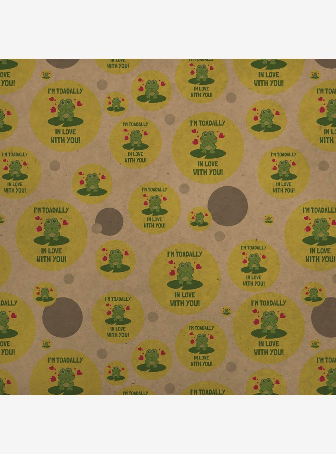 I'm Toadally Totally In Love With You Frog Premium Kraft Wrapping Paper, , hi-res