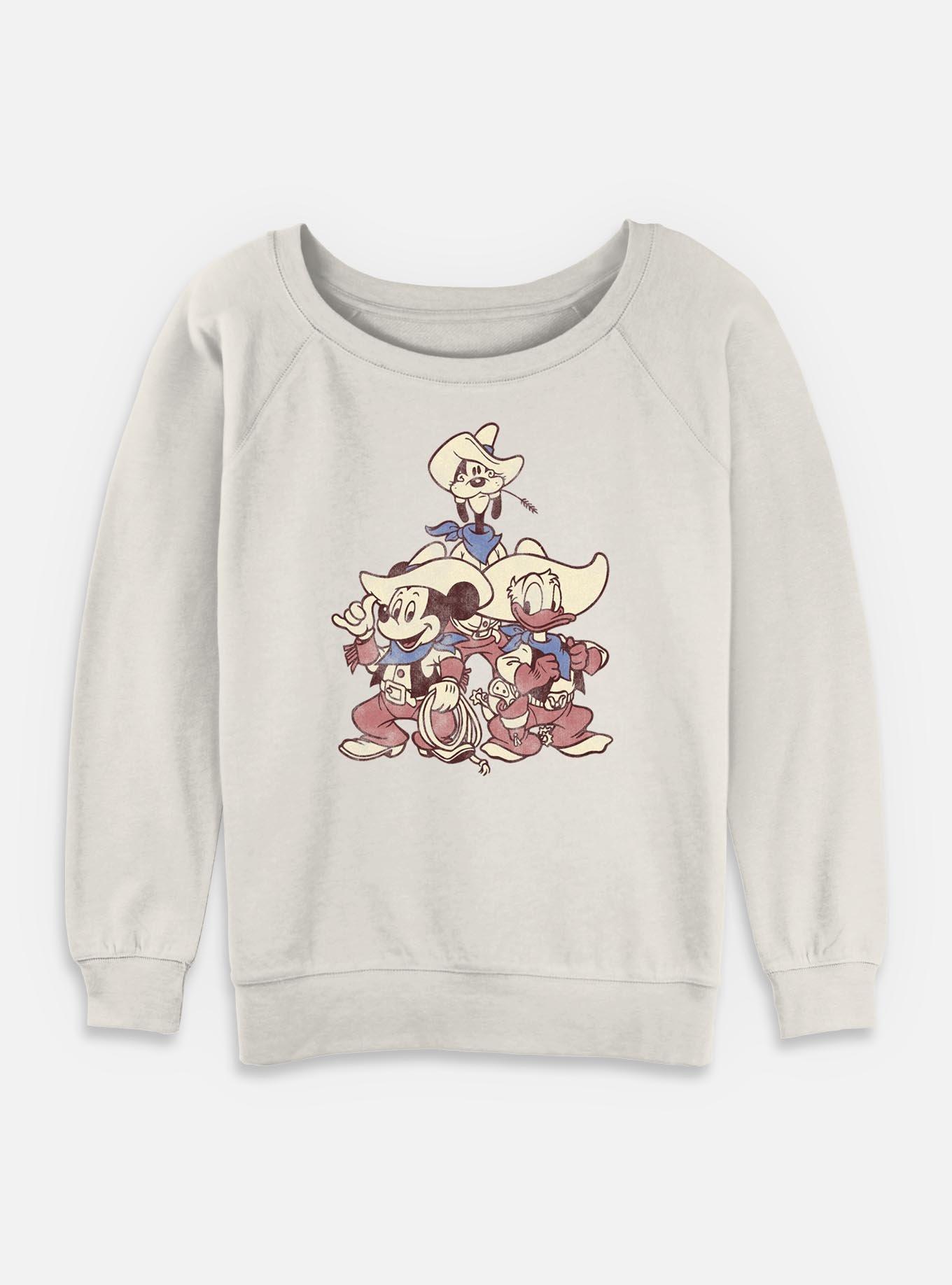 Disney Mickey Mouse With Vintage Cowboys Girls Slouchy Sweatshirt, , hi-res