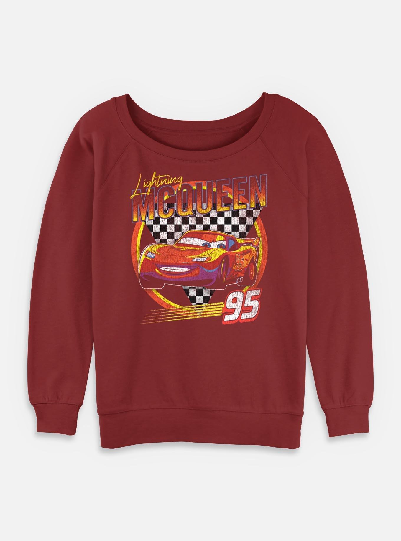 Disney Pixar Cars Lightning Mcqueen Vintage Girls Slouchy Sweatshirt