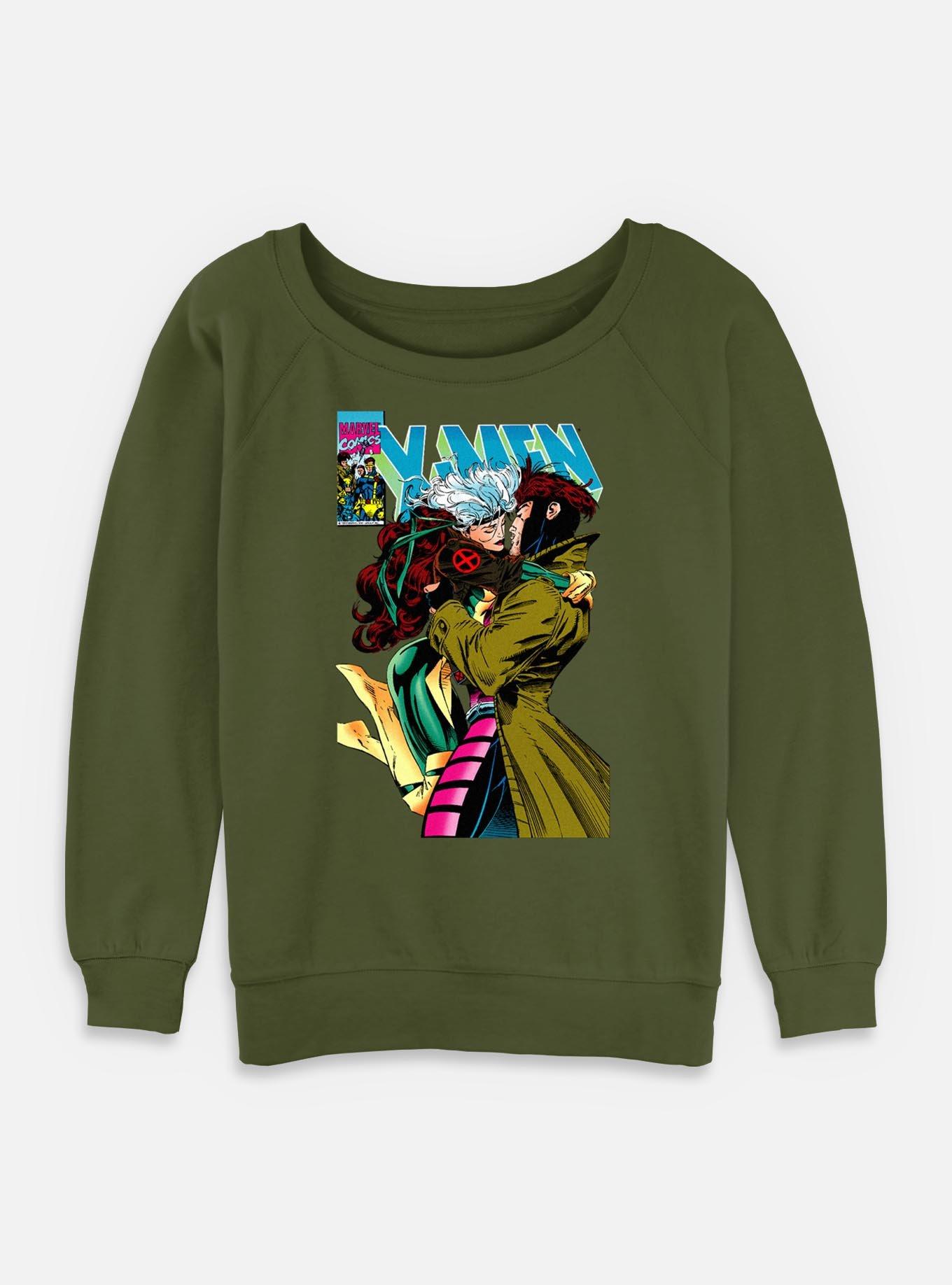 X-Men Rogue Gambit 4Eva Girls Slouchy Sweatshirt, OLIVE, hi-res
