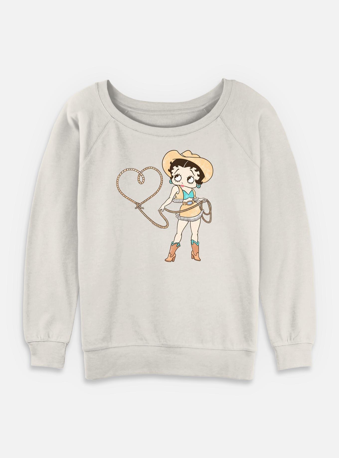 Betty Boop Cowgirl Rope Heart Girls Slouchy Sweatshirt, , hi-res