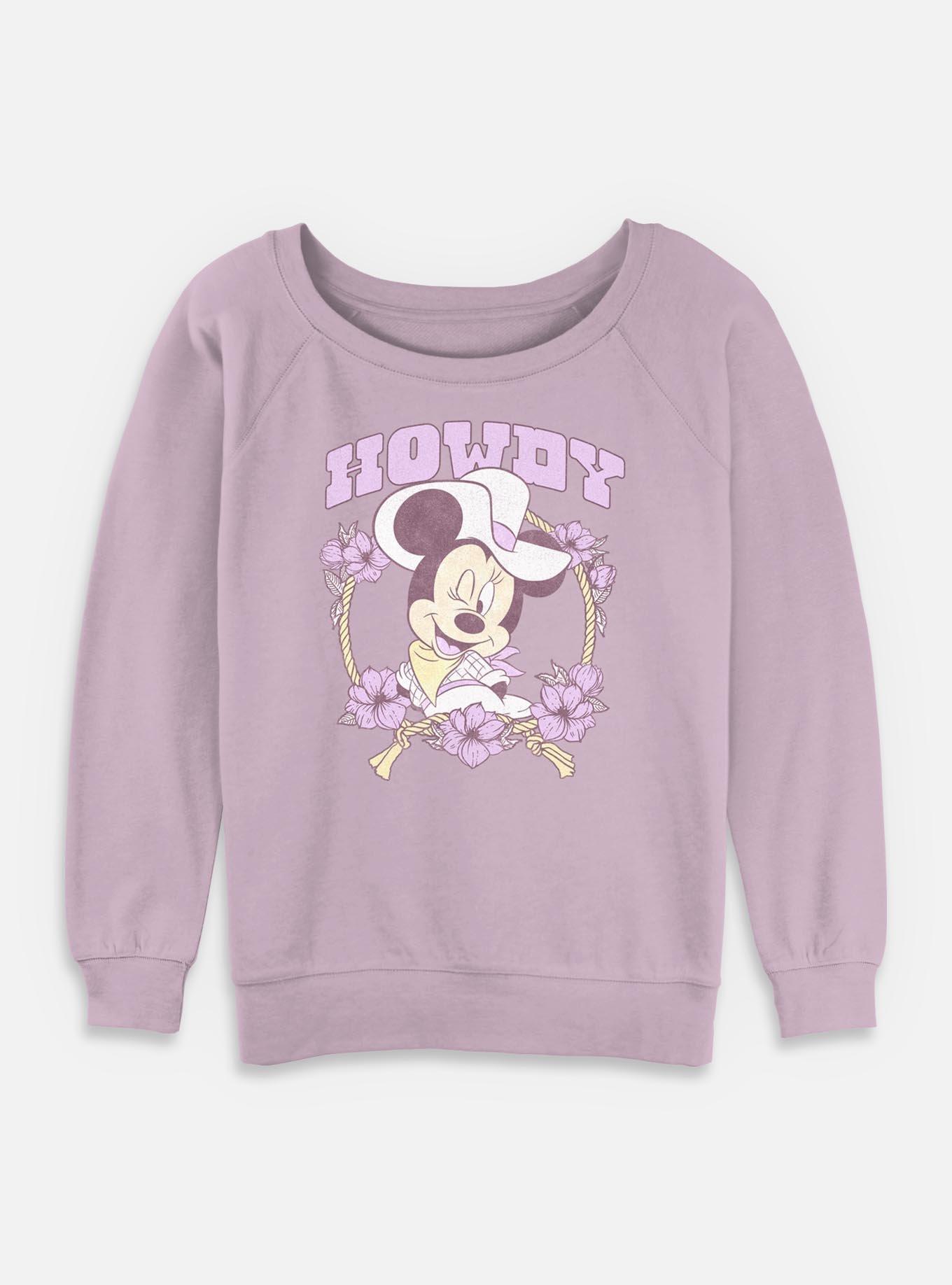 Disney Minnie Mouse Cowgirl Flowers Girls Slouchy Sweatshirt, LAVENDER, hi-res
