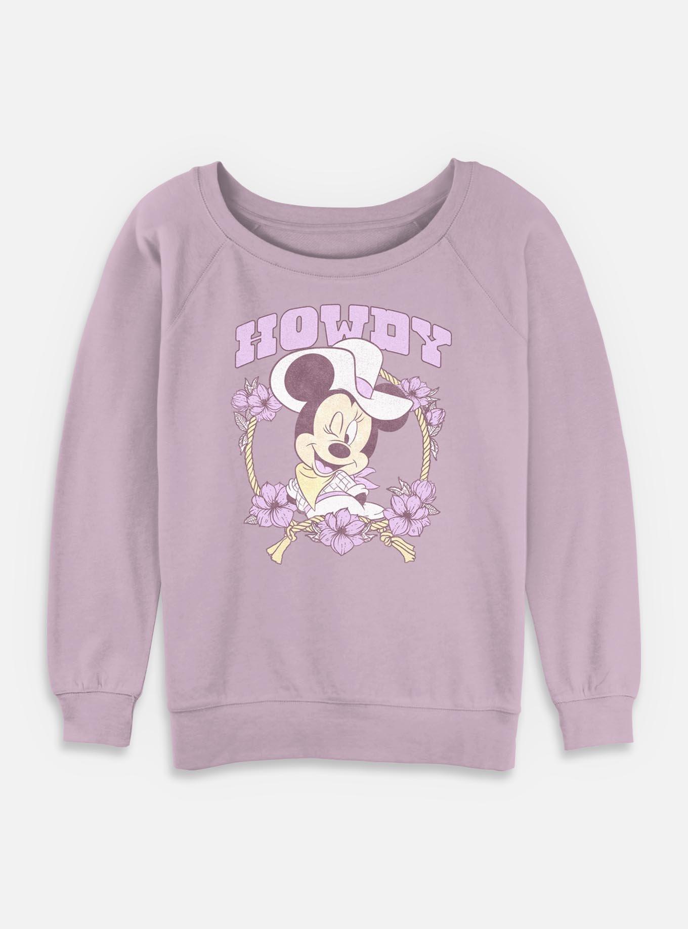 Disney Minnie Mouse Cowgirl Flowers Girls Slouchy Sweatshirt, , hi-res