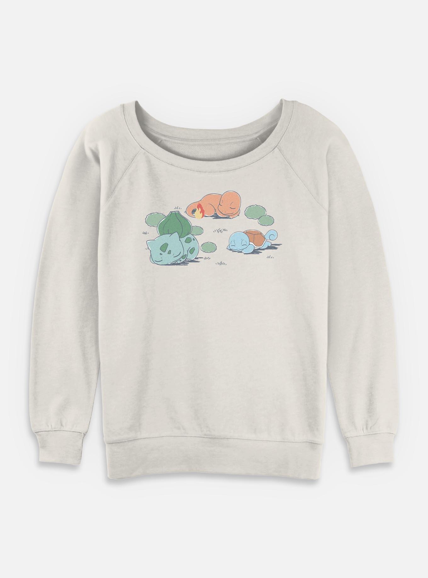 Pokemon Bulbasaur Charmander Squirtle Napping Girls Slouchy Sweatshirt