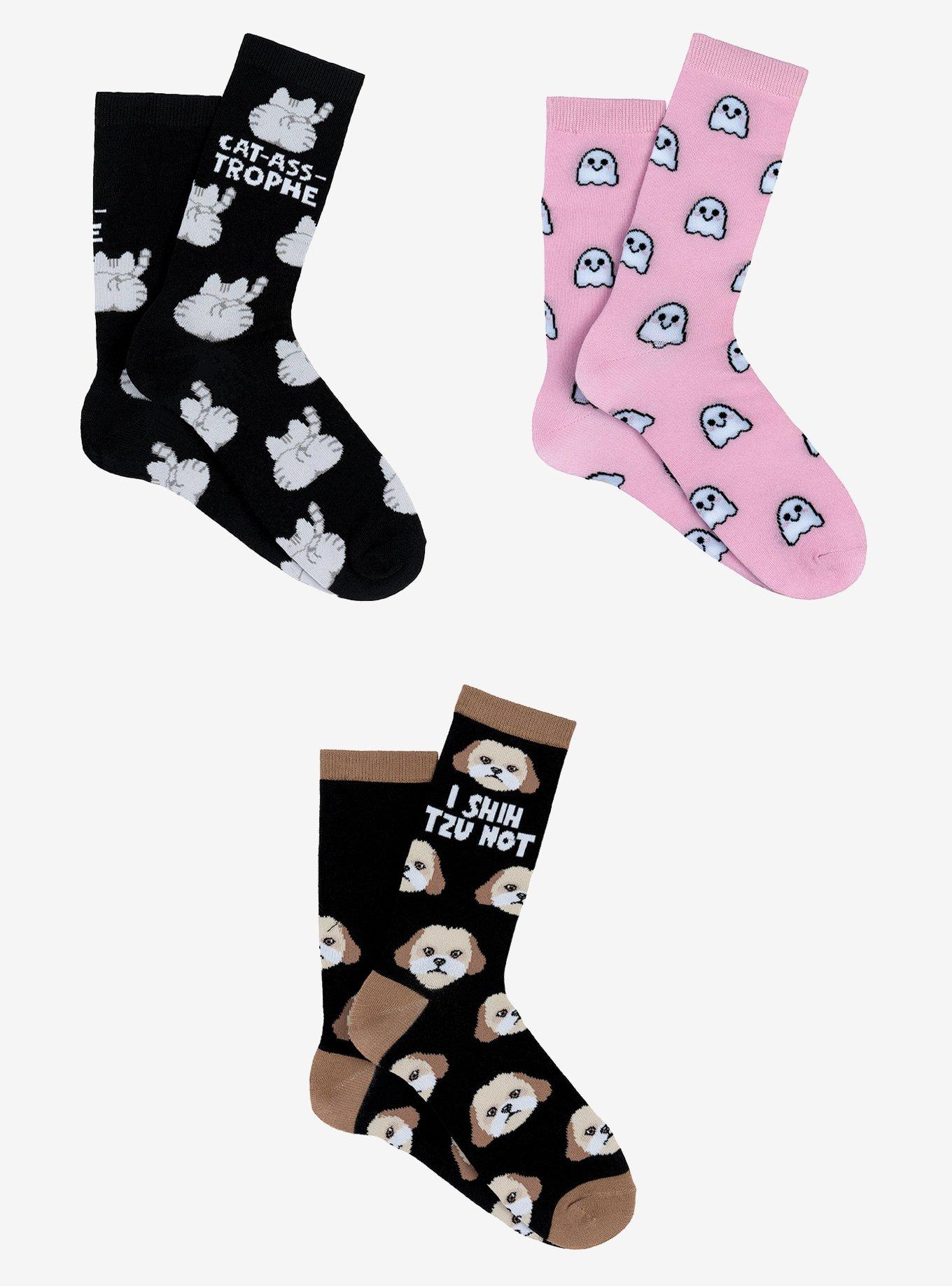 Cat Ghost & Dog 3-Pair Crew Socks, , hi-res