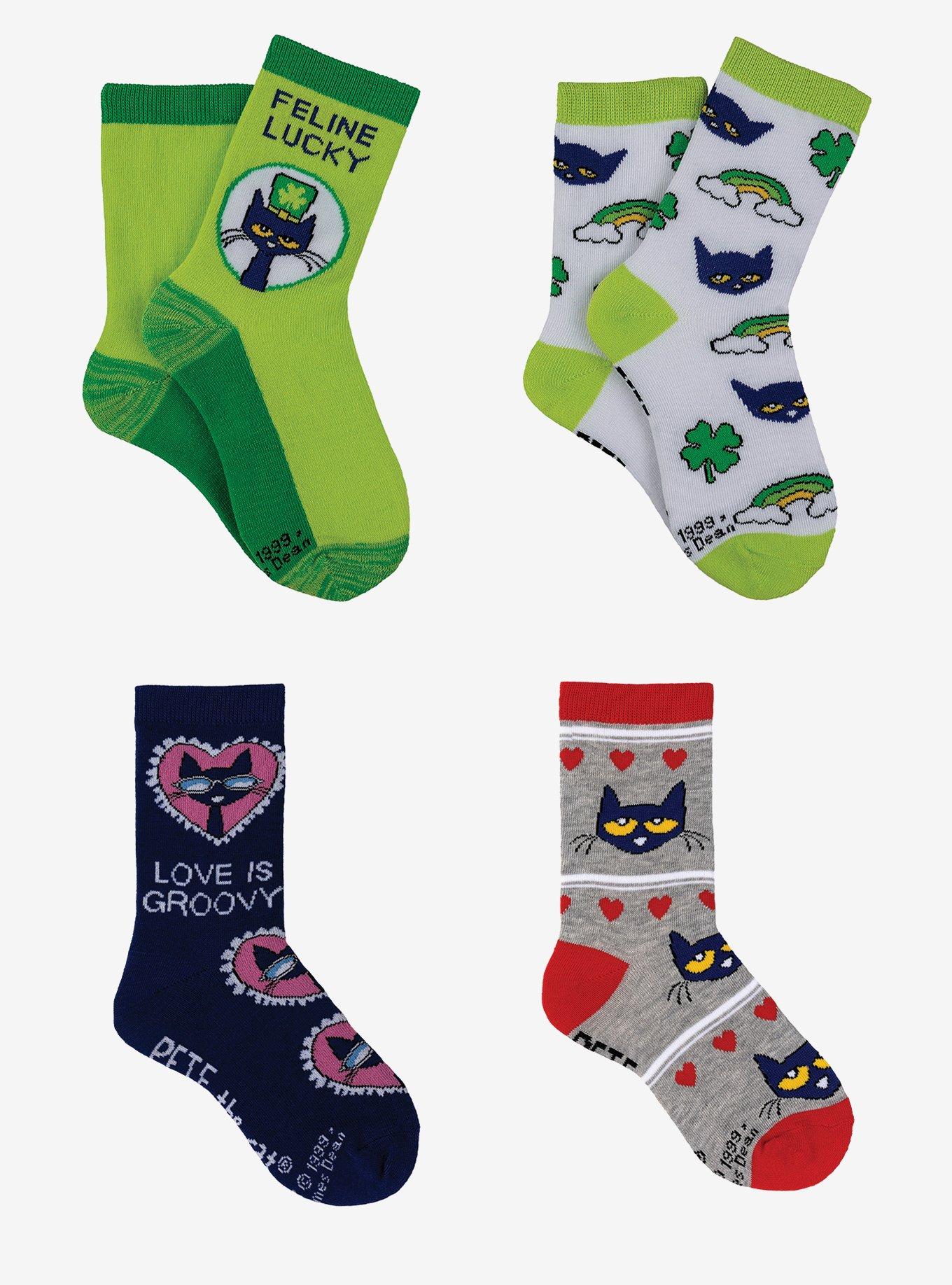 Pete The Cat St. Patrick's Day & Valentine's Day 4-Pair Youth Crew Socks, , hi-res