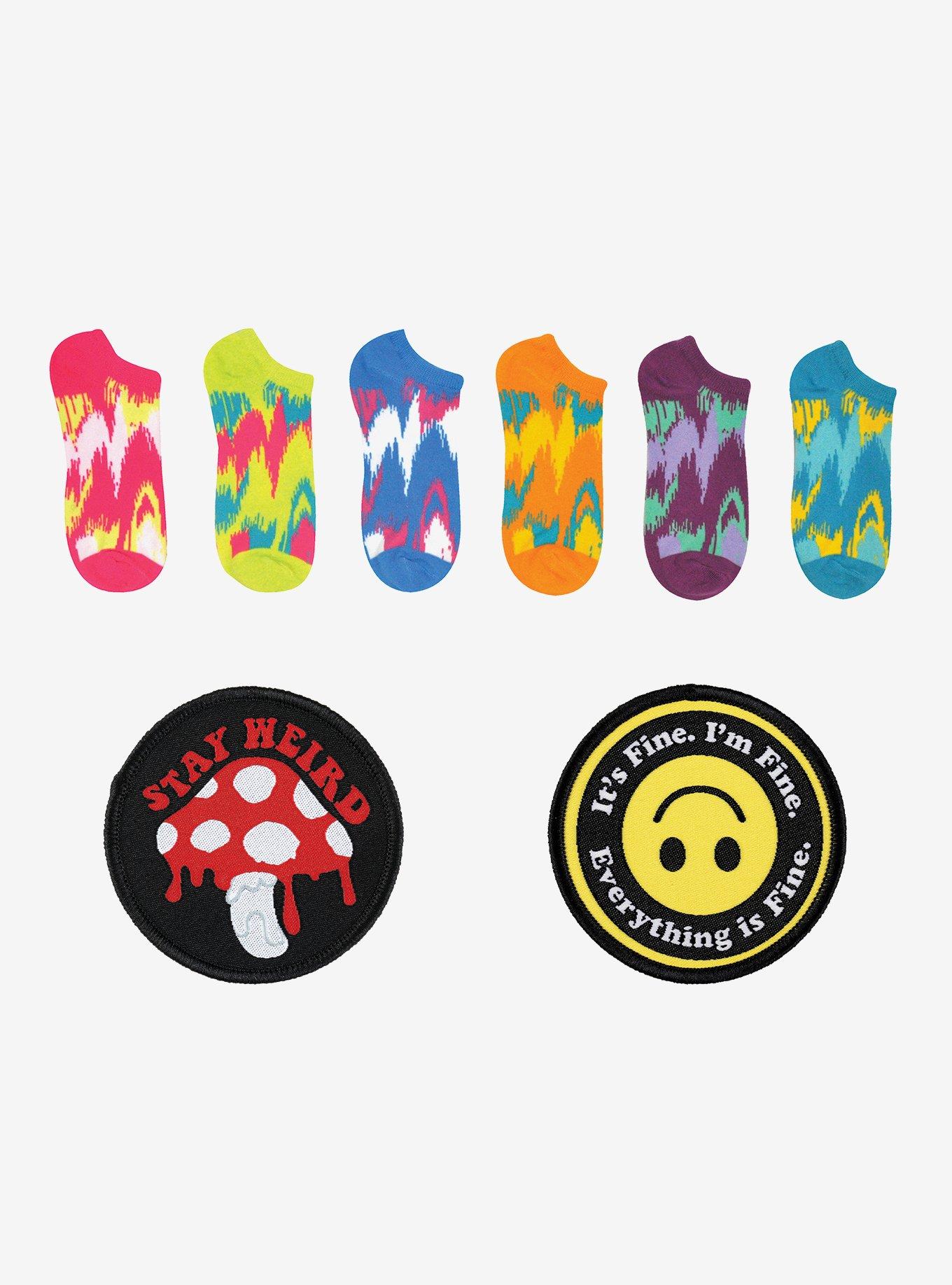 Rainbow 6-Pair Lowcut Socks & 2 Patches Pack, , hi-res