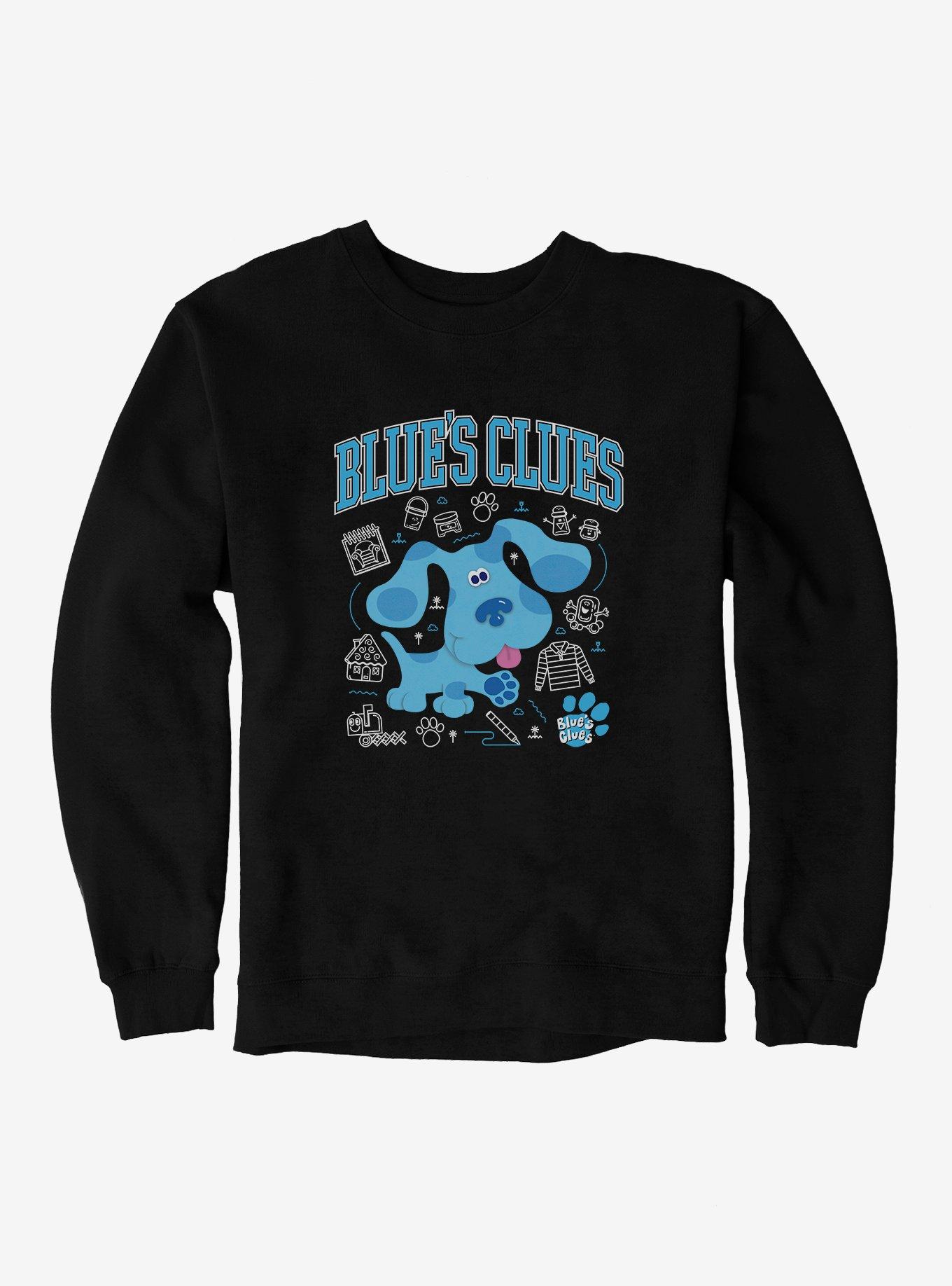 Blue's Clues Collegiate Font Icons Sweatshirt, BLACK, hi-res
