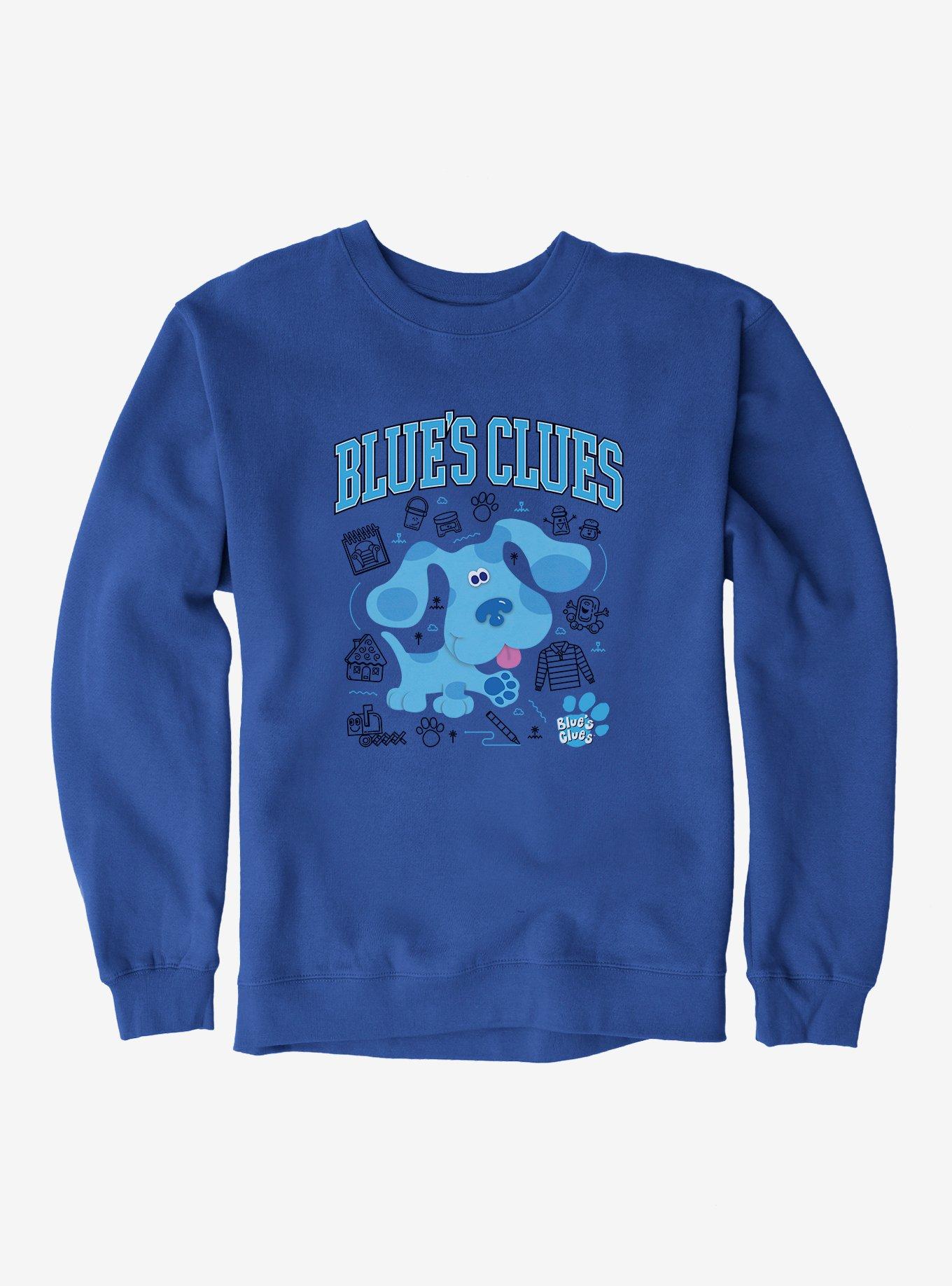 Blue's Clues Collegiate Font Icons Sweatshirt, ROYAL, hi-res