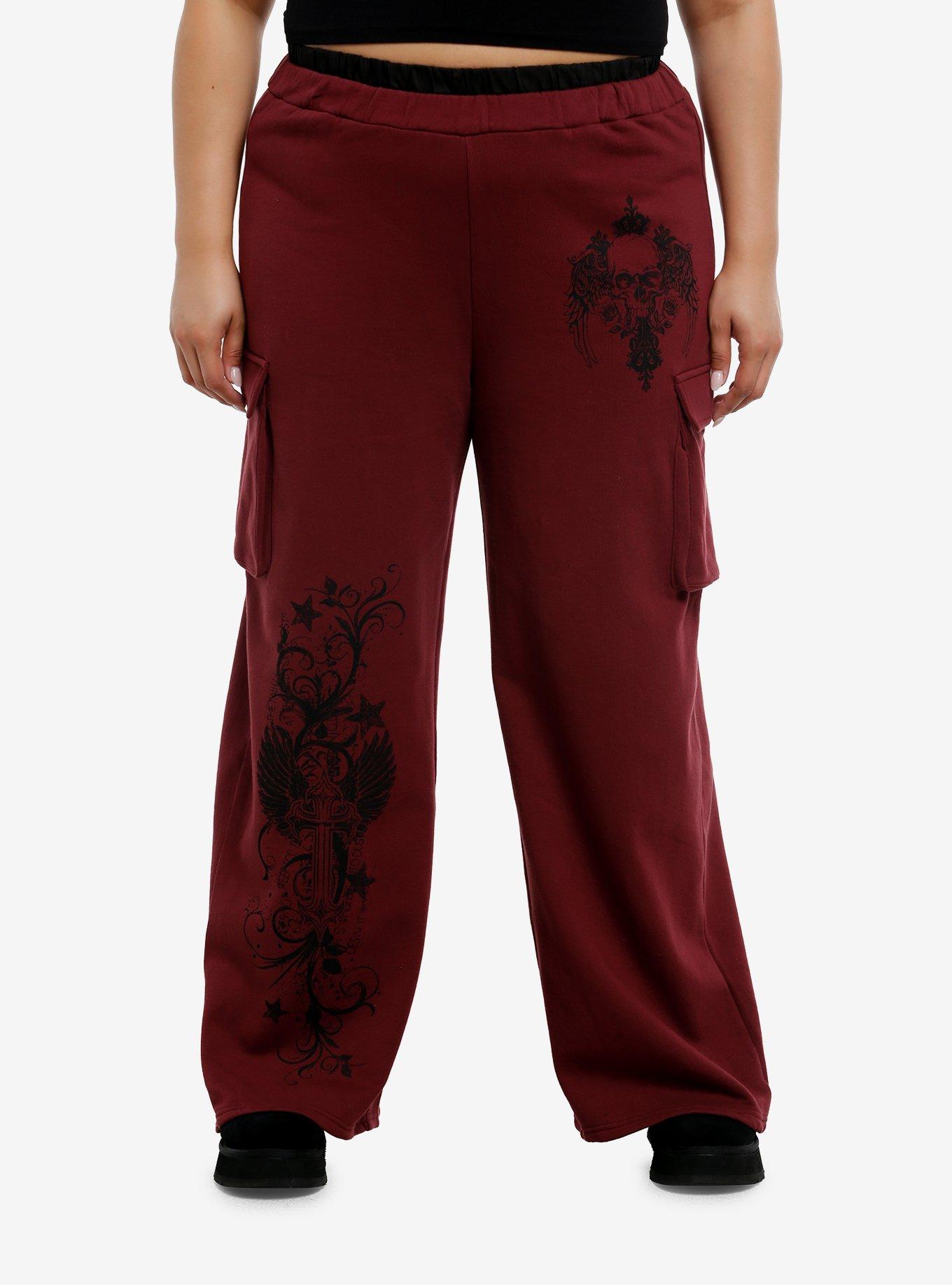 Skull Cross Wings Double Waist Girls Lounge Pants Plus Size, , hi-res