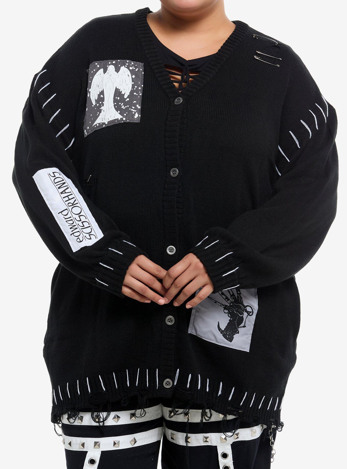 Her Universe Edward Scissorhands Patches Destructed Cardigan Plus Size, , hi-res