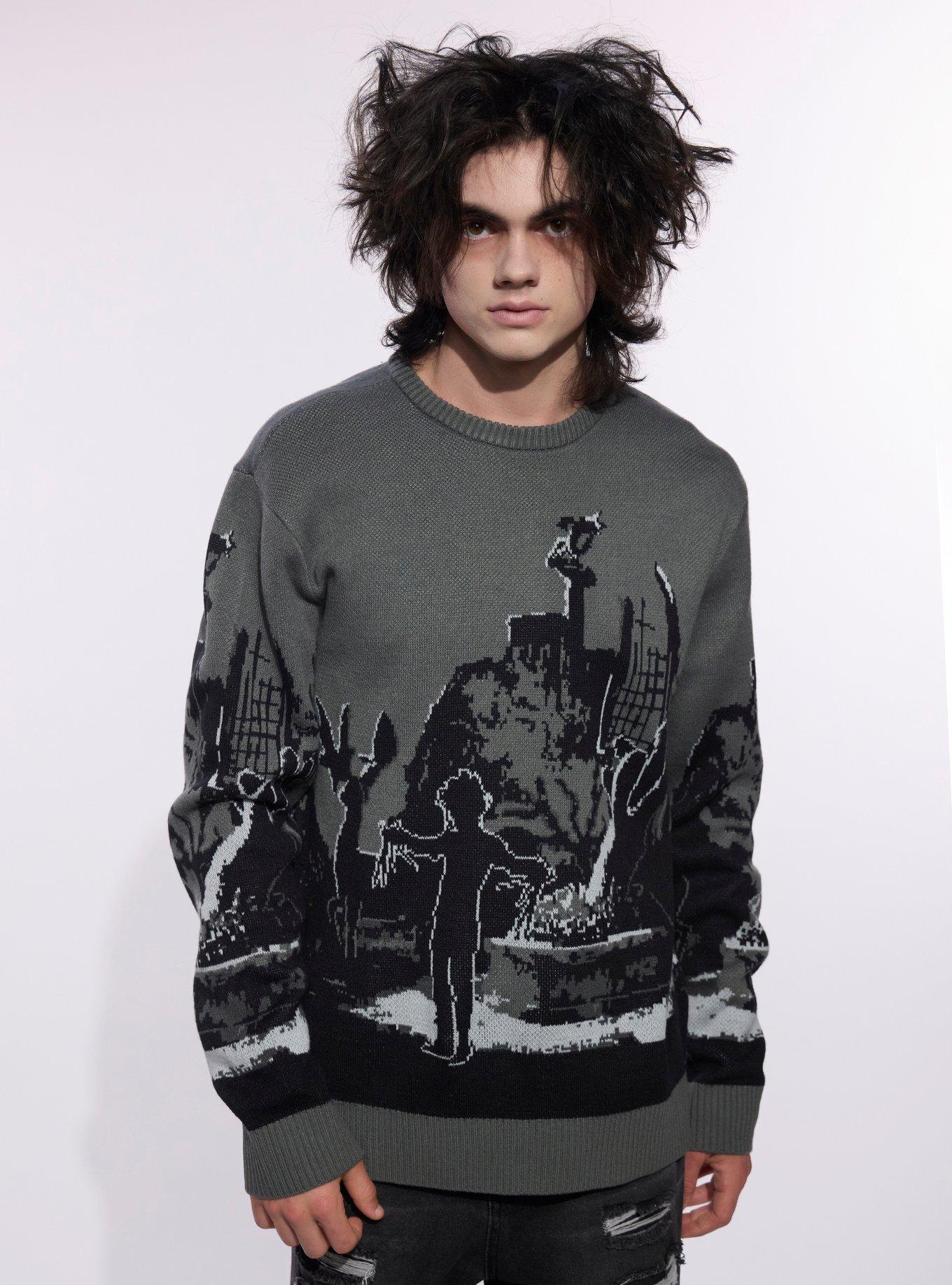 Our Universe Edward Scissorhands Courtyard Scene Intarsia Sweater, , hi-res