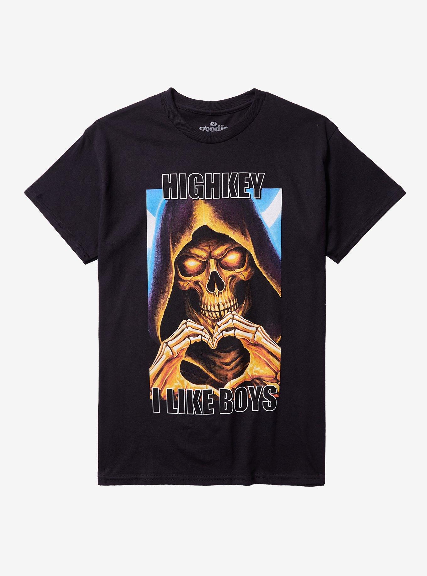 Skeleton Reaper I Like Boys T-Shirt By Goodie Two Sleeves