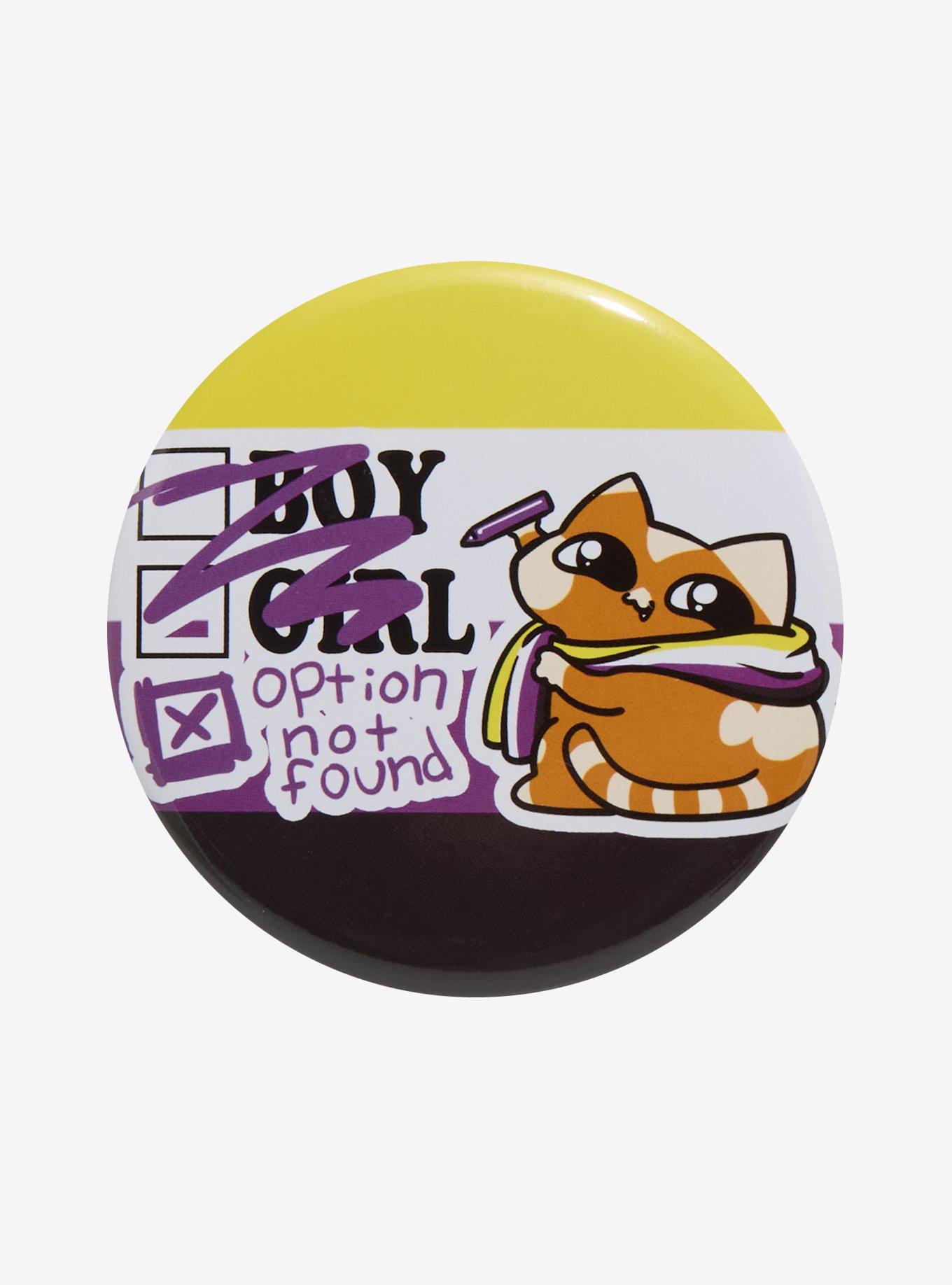 Cat Option Not Found Non-Binary Pride 3 Inch Button, , hi-res