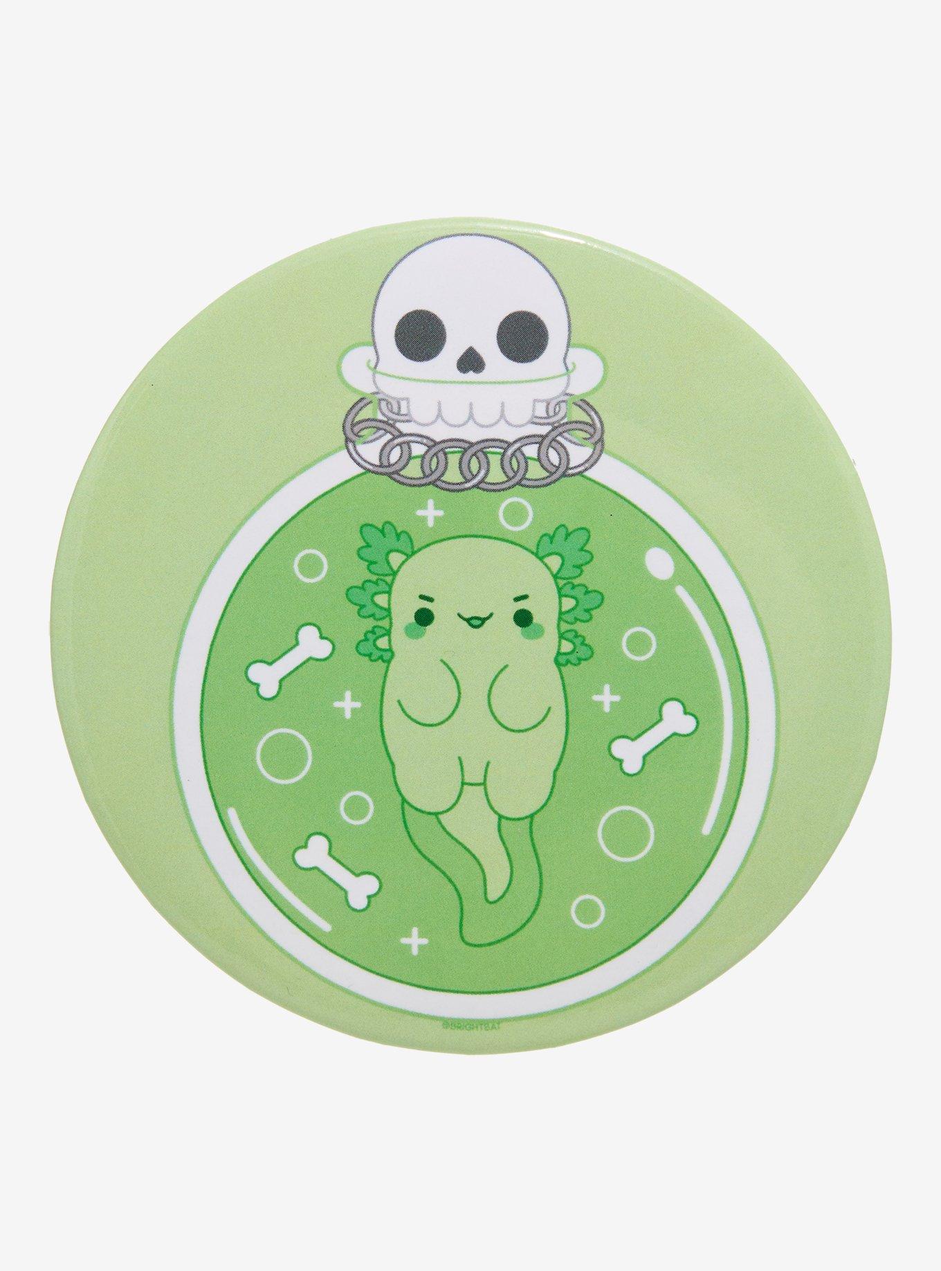 Axolotl Skull Potion Bottle 3 Inch Button By Bright Bat Design, , hi-res