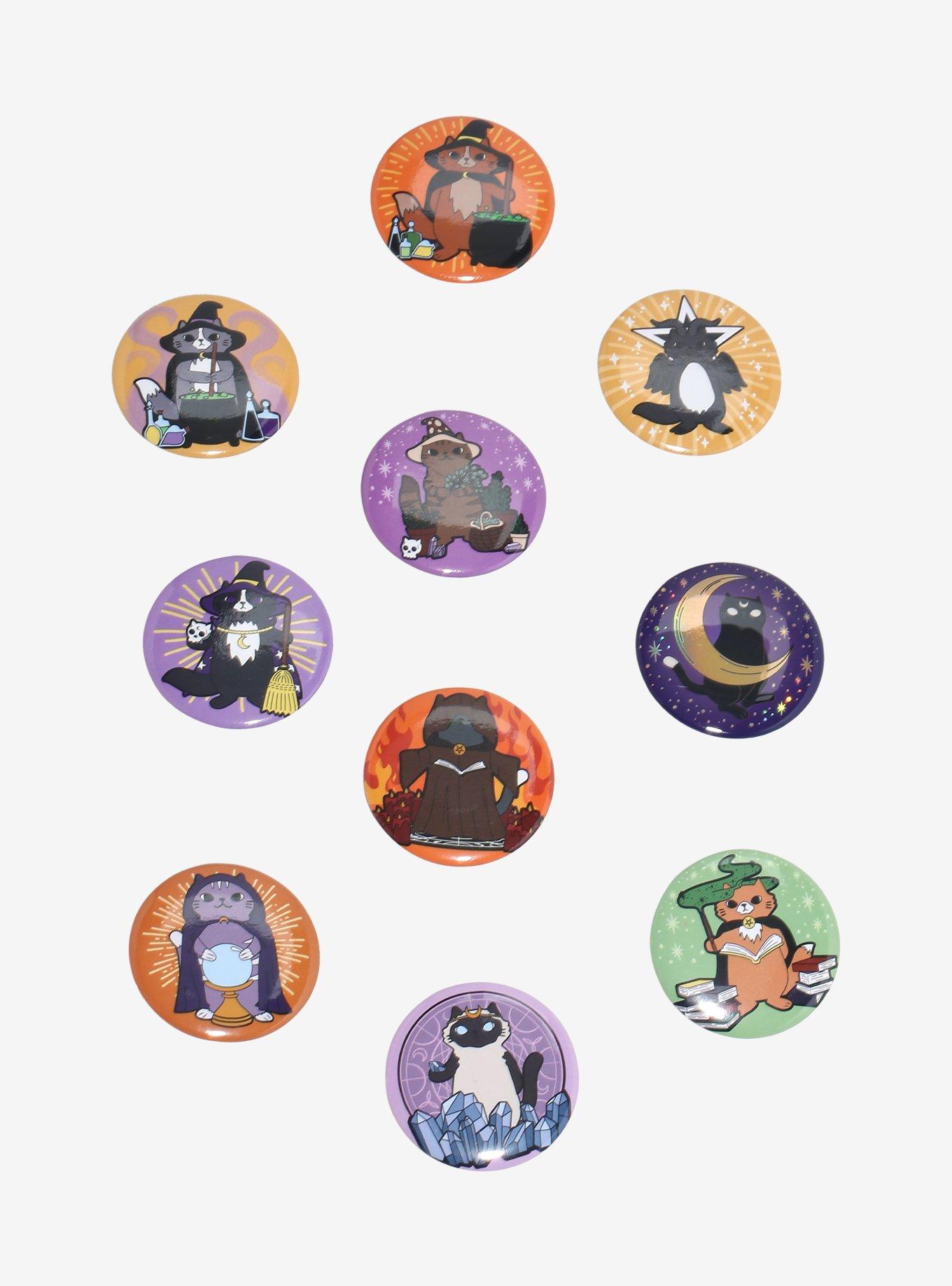 Horror Cat Witches & Wizards Blind Bag Button Set, , hi-res