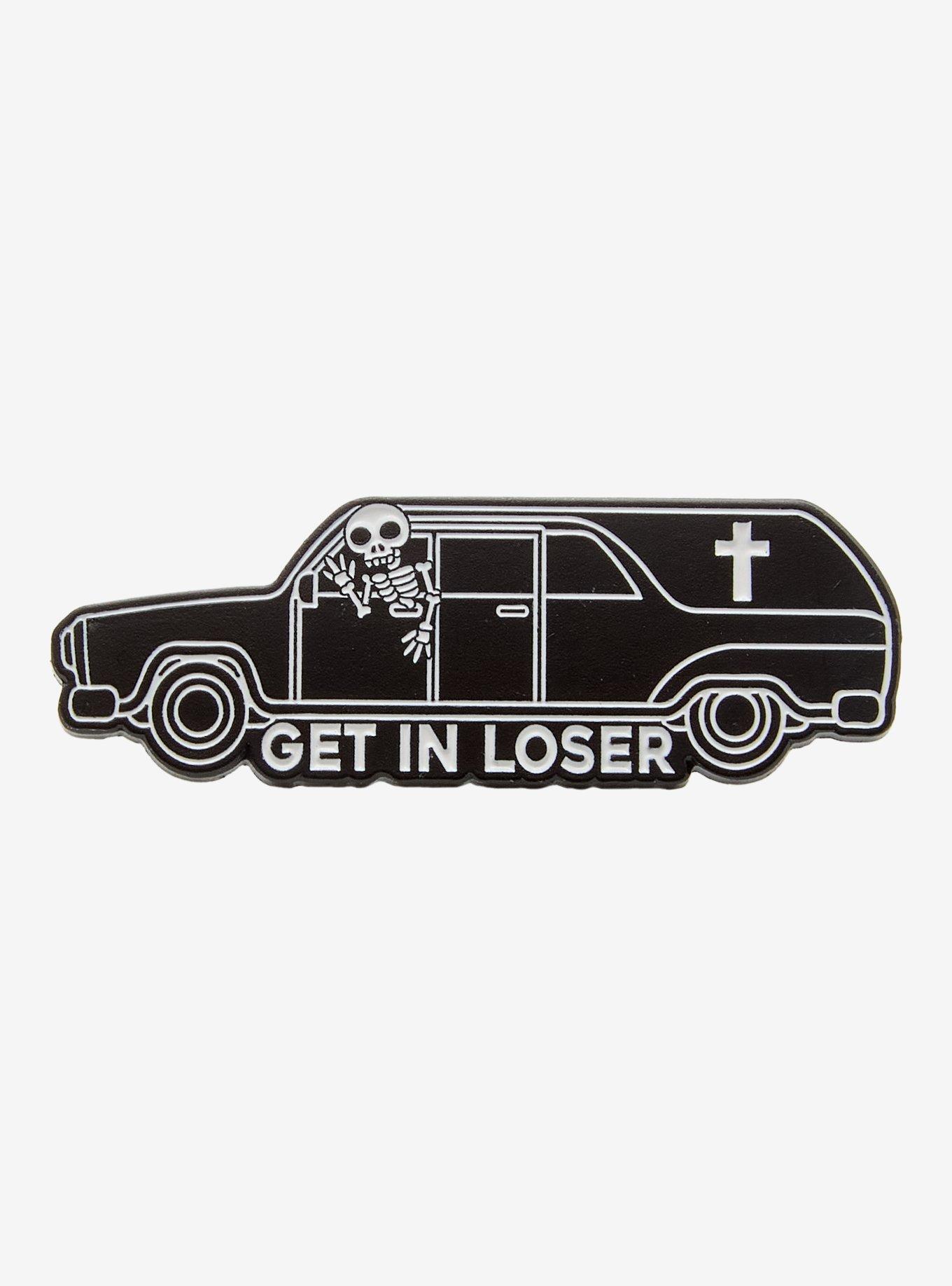 Hearse Get In Loser Enamel Pin, , hi-res