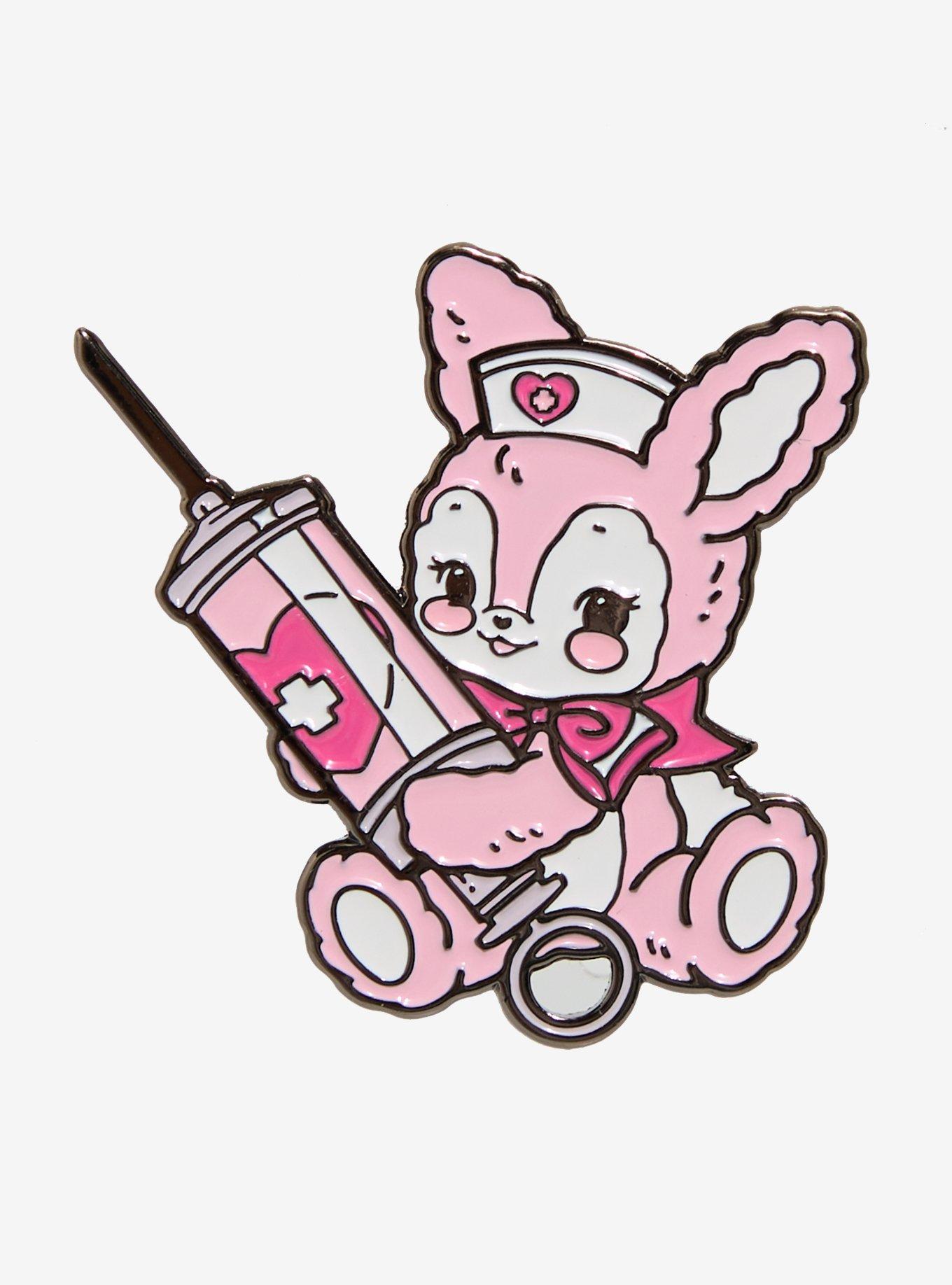Vampire Valentine Creepy Coquette Bunny Enamel Pin, , hi-res