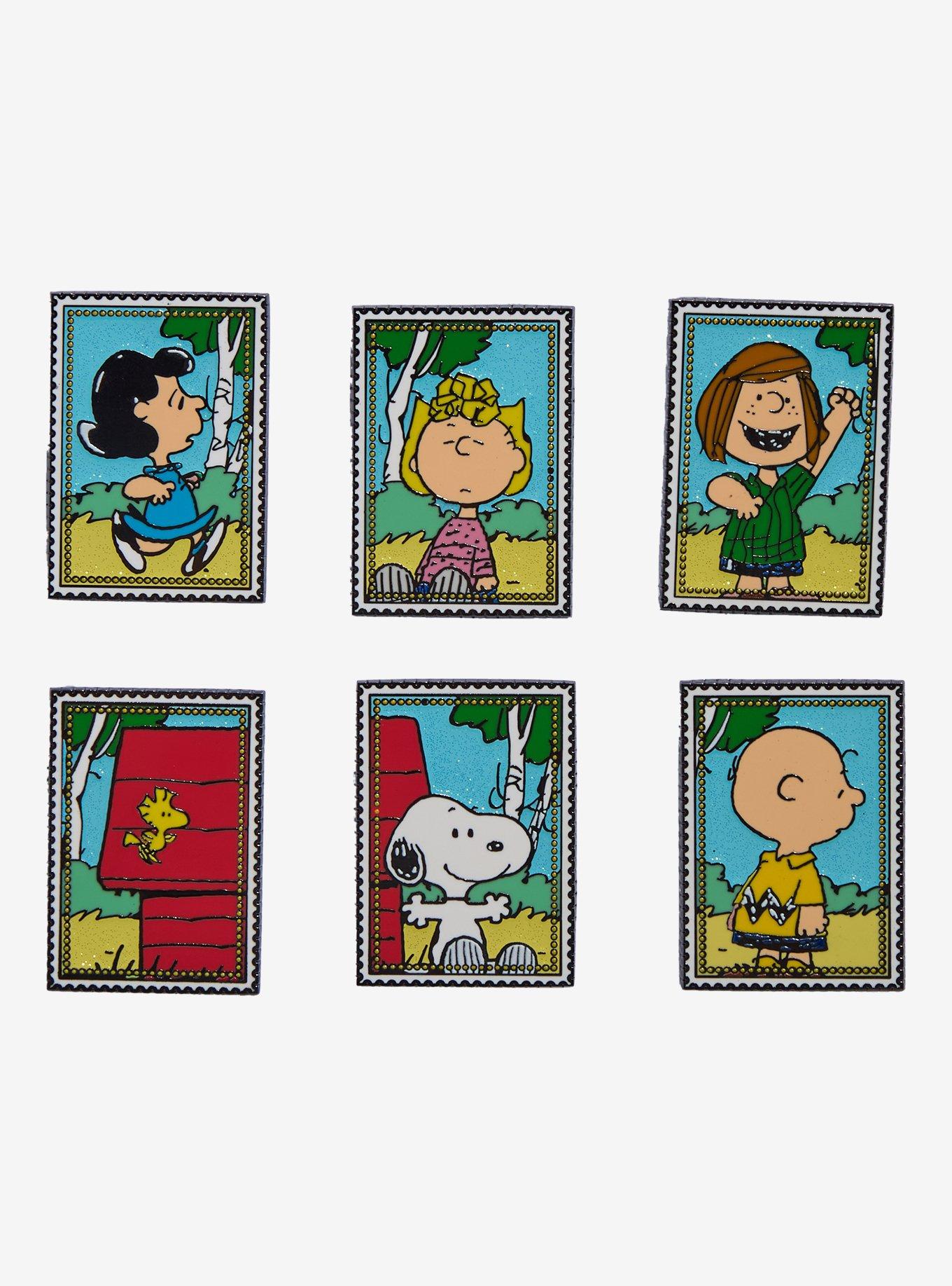 Buckle-Down Peanuts Stamps Glitter Blind Box Enamel Pin Hot Topic Exclusive, , hi-res