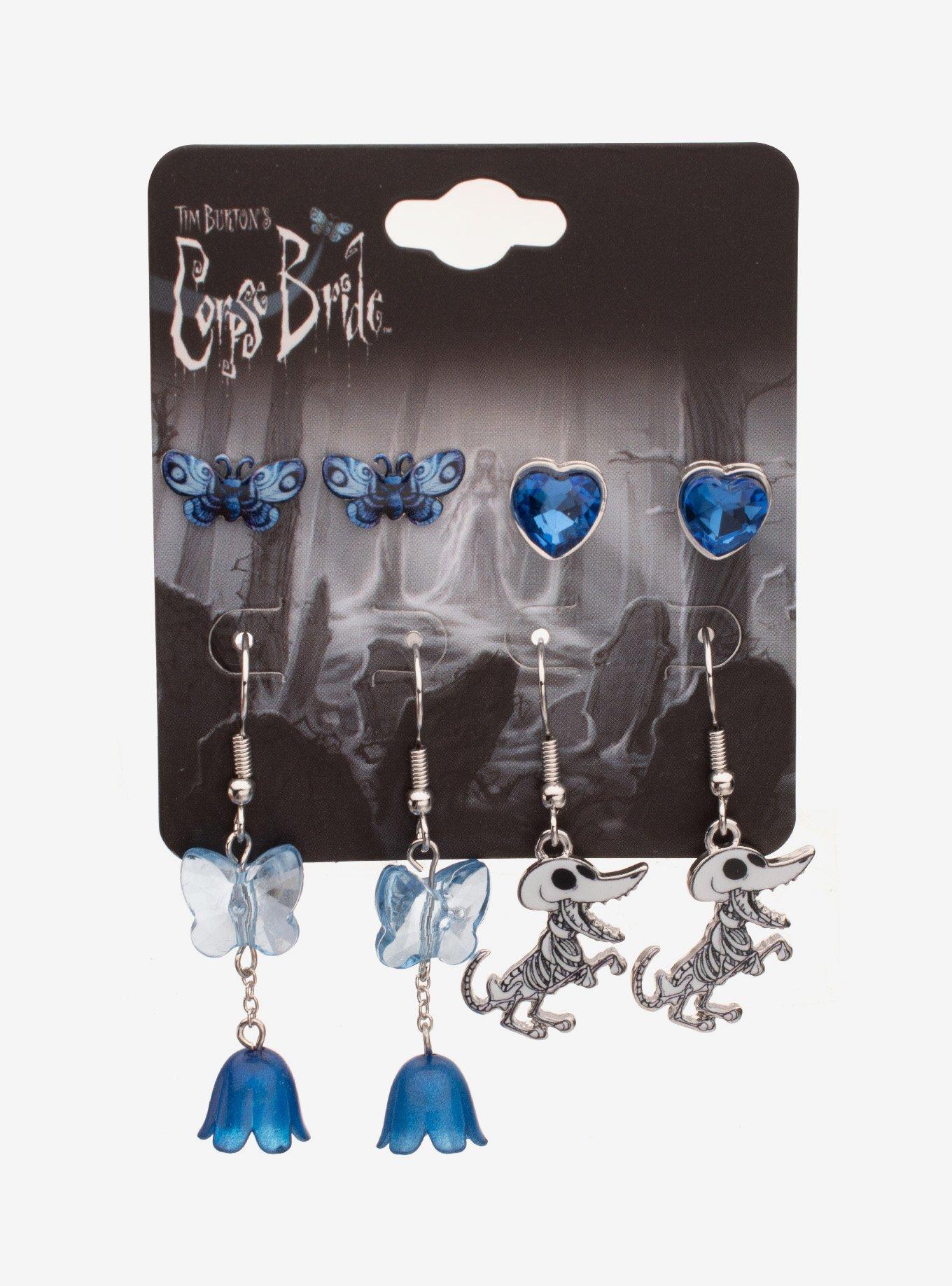 Corpse Bride Scraps Floral Earring Set, , hi-res