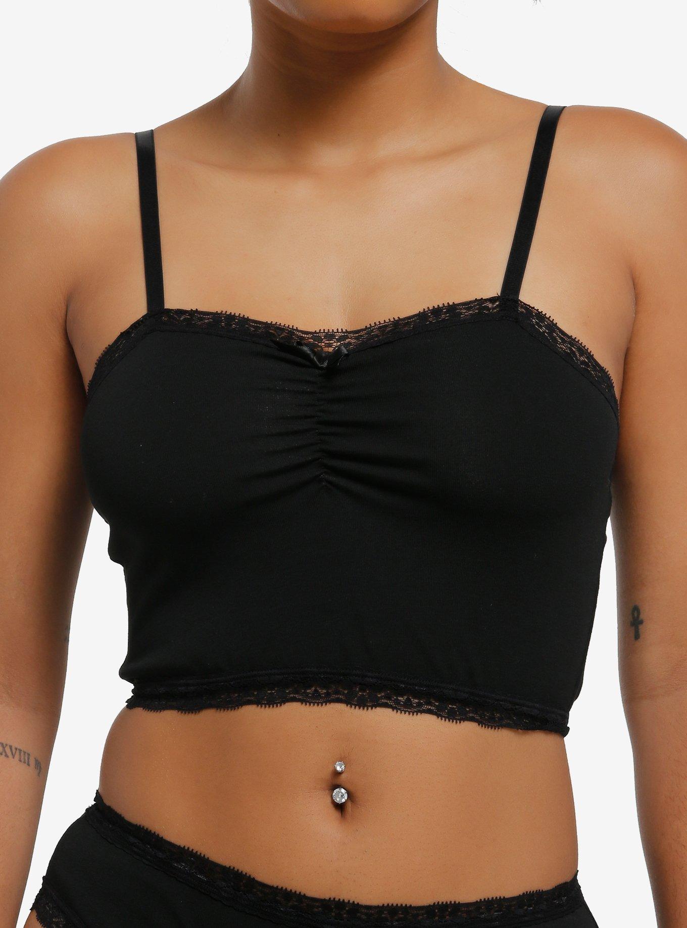 Black Lace Bralette Cami, , hi-res