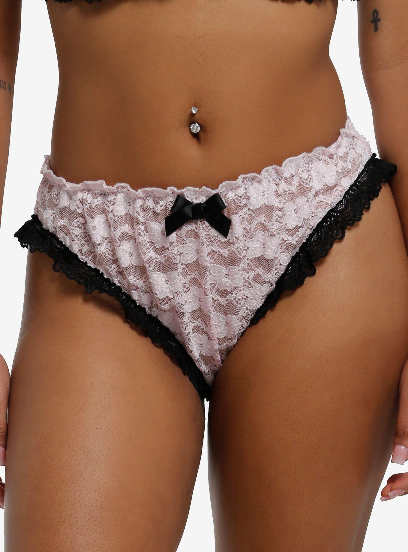 Black & Pink Lace Panty, , hi-res