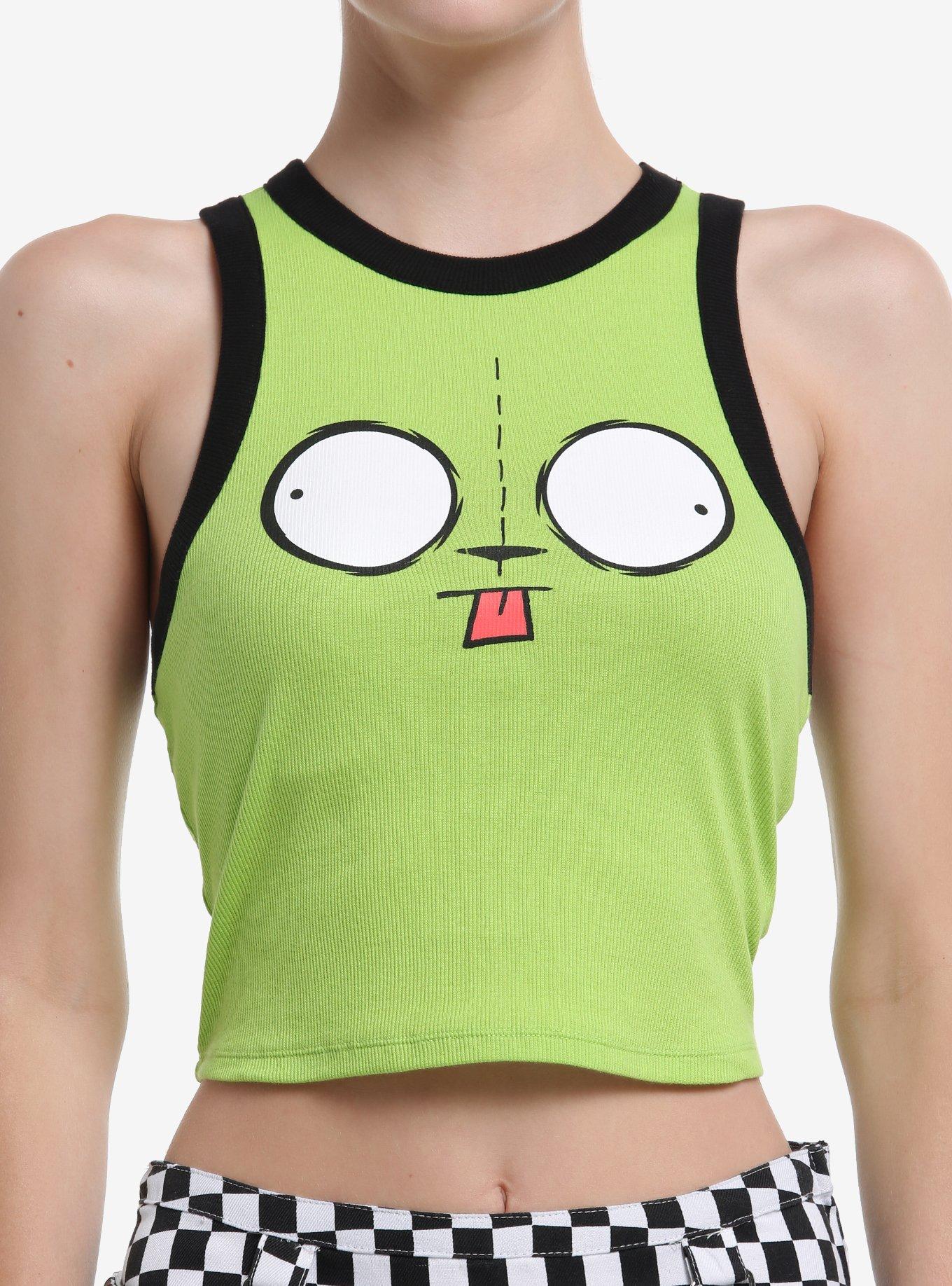 Invader Zim GIR Face Girls Racerback Crop Tank Top, , hi-res