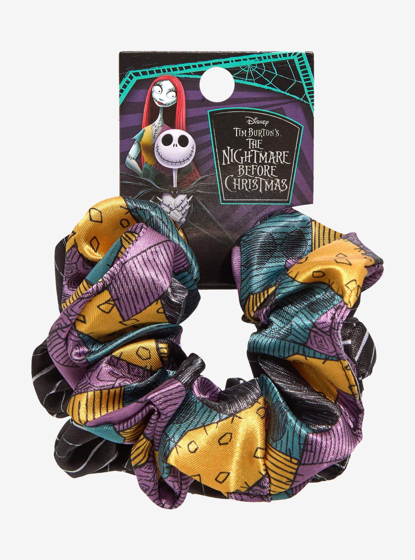 The Nightmare Before Christmas Jack & Sally Pattern Hair Scrunchie Set, , hi-res