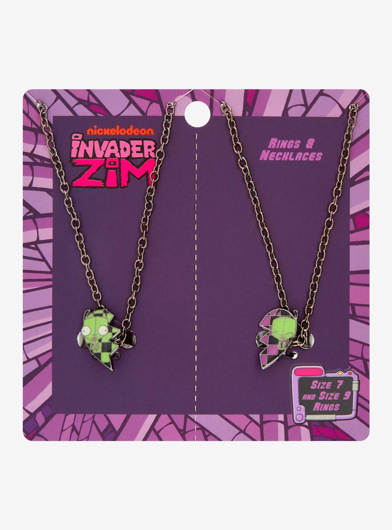 Invader Zim GIR Broken Heart Rings Best Friend Necklace Set, , hi-res