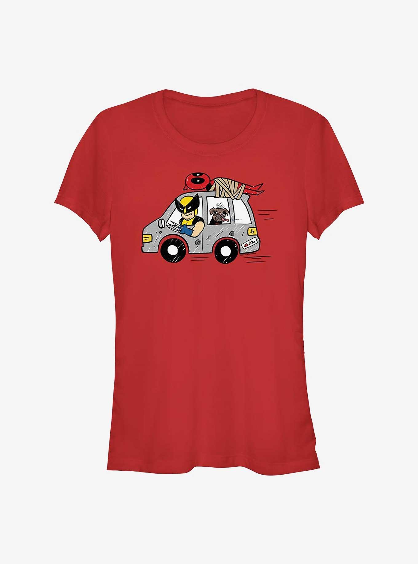 Marvel Deadpool & Wolverine Road Trip With Dogpool Girls T-Shirt