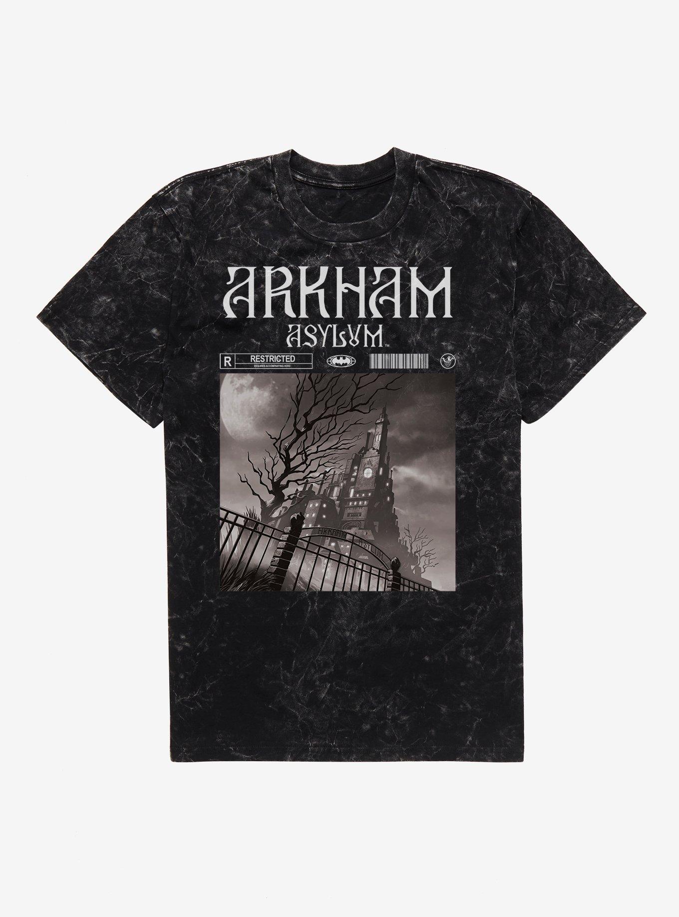 DC Batman Arkham Asylum Rated Mineral Wash T-Shirt, , hi-res