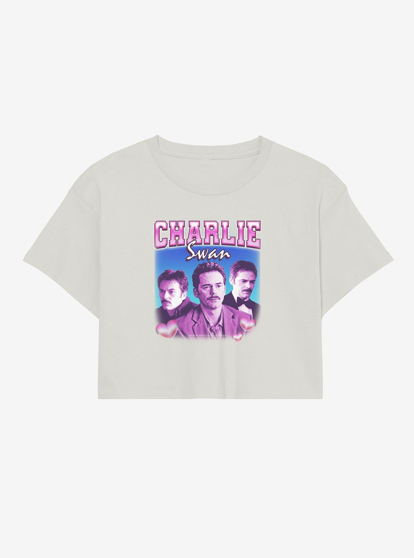 Twilight Charlie Swan Womens Crop T-Shirt, WHITE, hi-res view 1