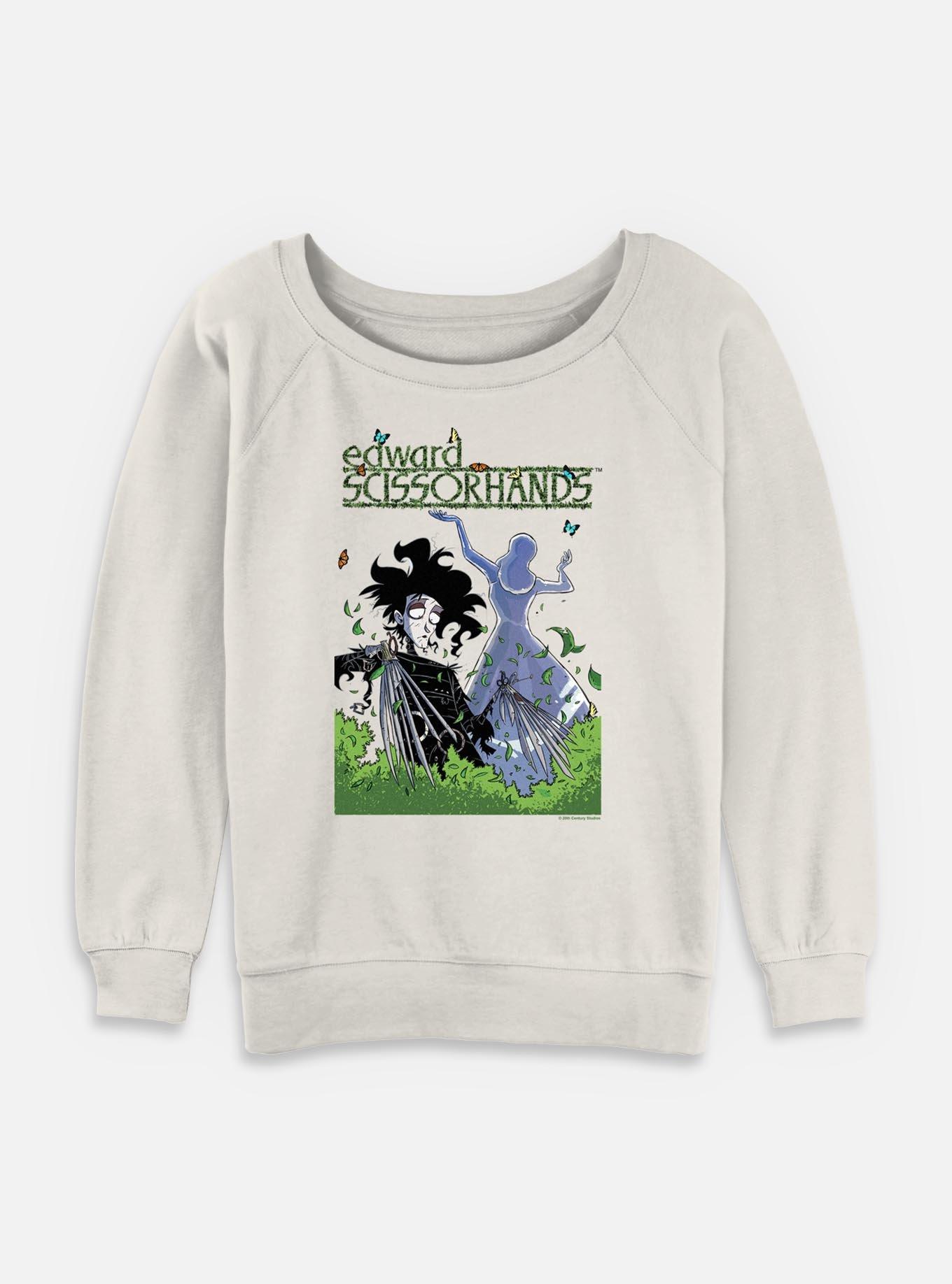 Edward Scissorhands Outside Collage Womens Slouchy Sweatshirt, EGRET, hi-res