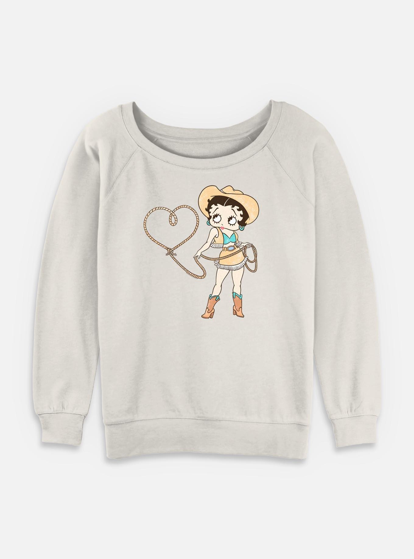 Betty Boop Cowgirl Heart Womens Slouchy Sweatshirt, , hi-res