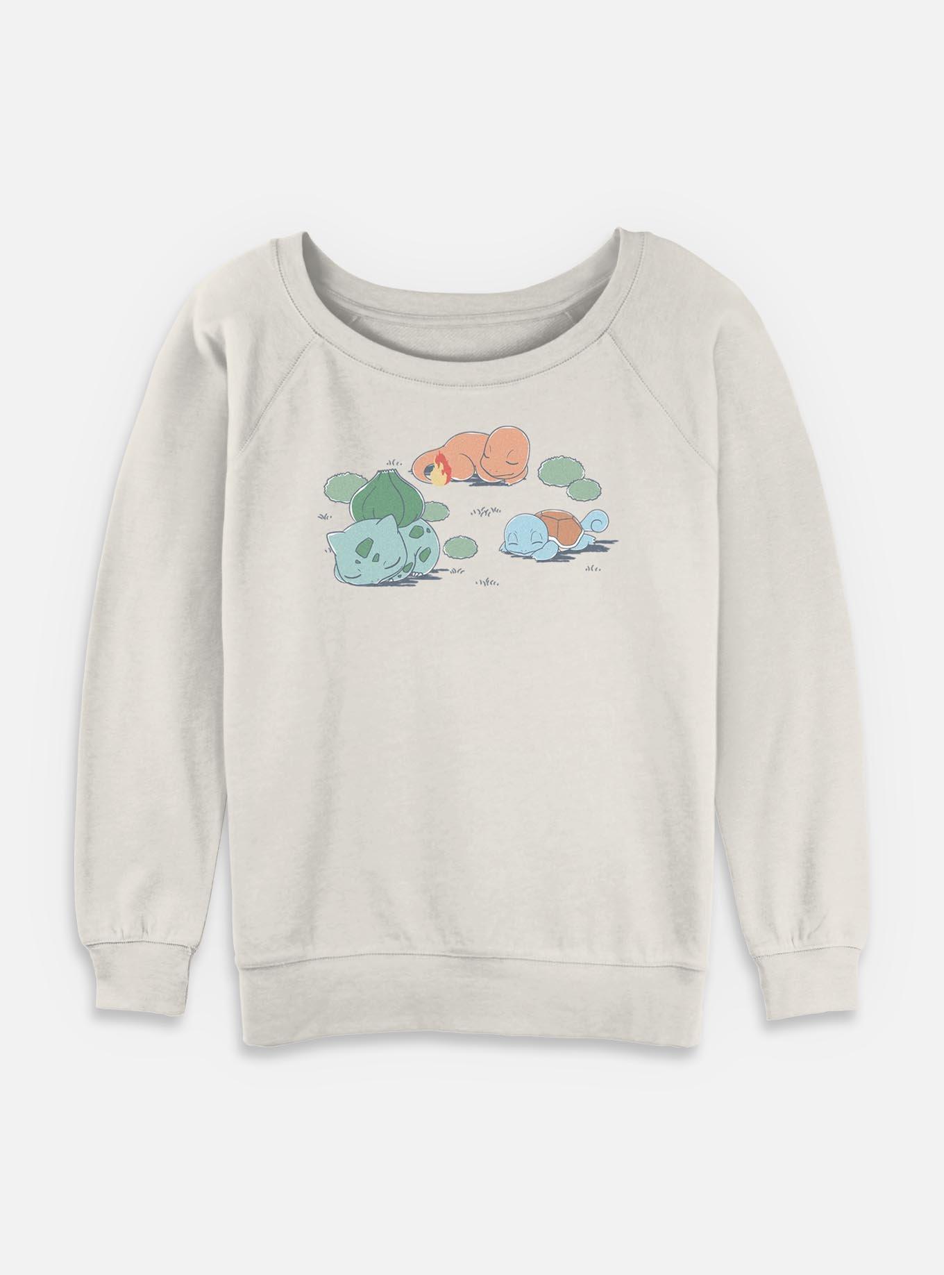 Pokemon Bulbasaur Charmander Squirtle Nap Time Womens Slouchy Sweatshirt, , hi-res