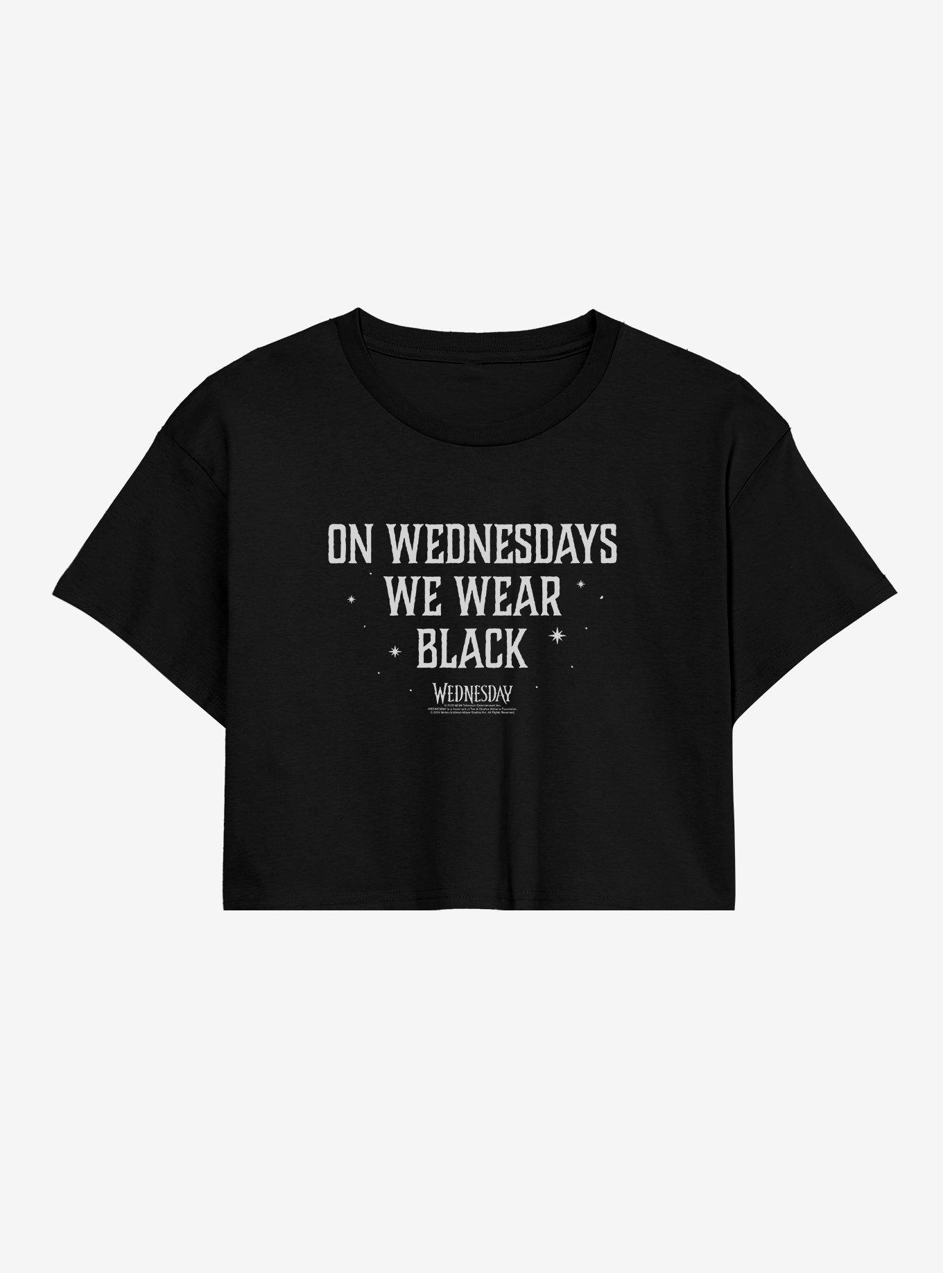 Wednesday We Wear Black Girls Crop T-Shirt, , hi-res