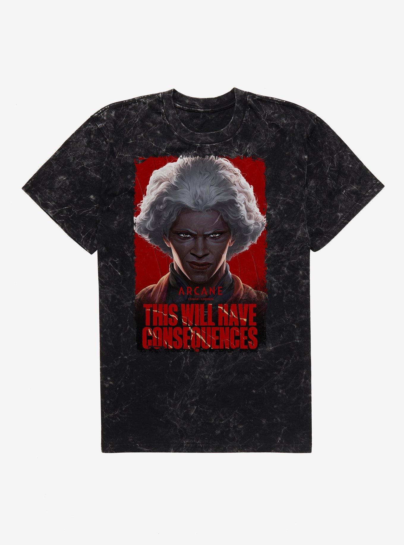 Arcane Ambessa Consequences Mineral Wash T-Shirt,All Products : American Fashion Style Bags On Sale