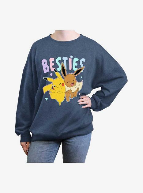 Pokemon Besties Pikachu Eevee Girls Oversized Sweatshirt BLUE