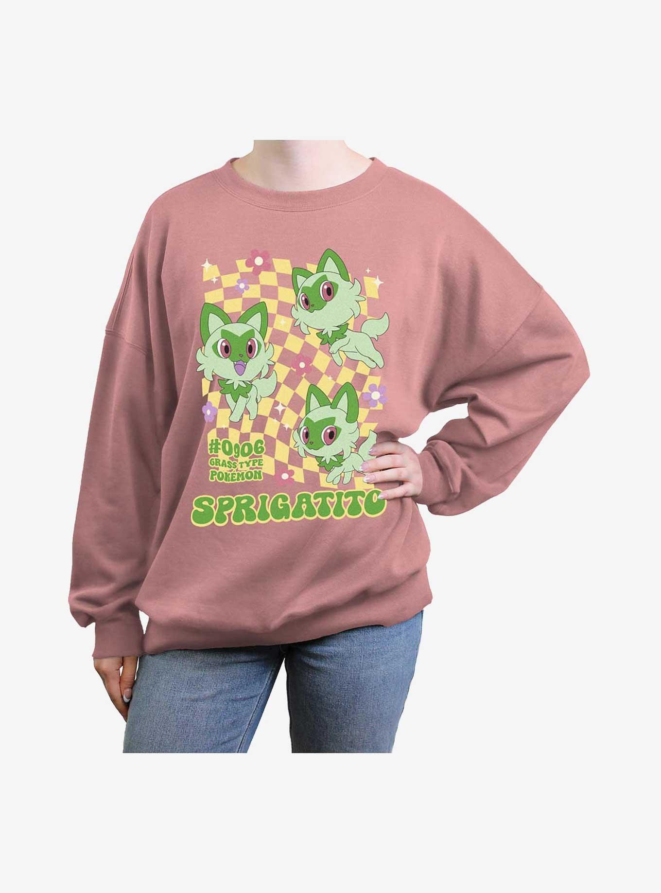 Pokemon Sprigatito Grass Type Girls Oversized Sweatshirt, , hi-res