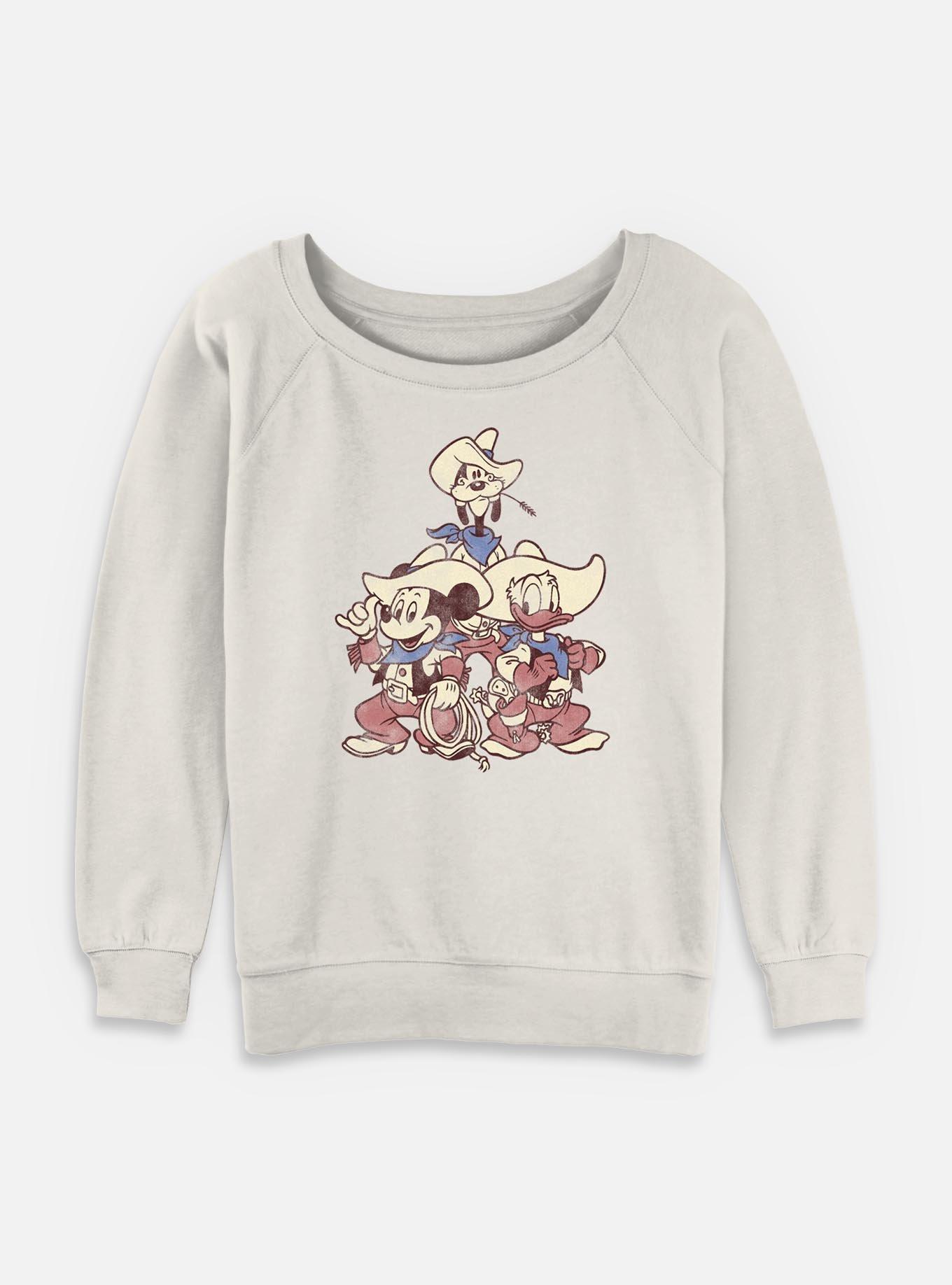 Disney Mickey Mouse Vintage Cowboys Womens Slouchy Sweatshirt, , hi-res