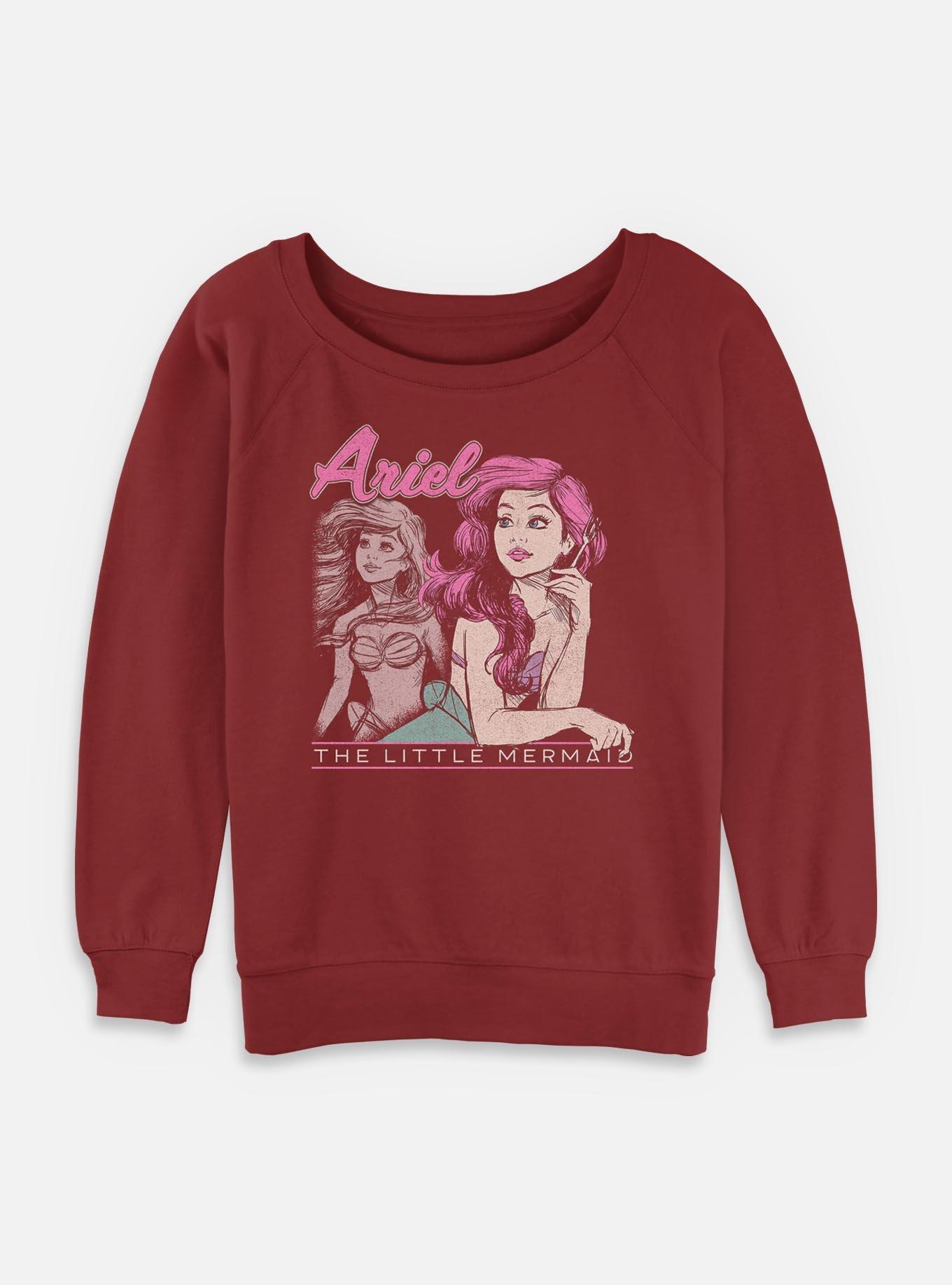 Disney The Little Mermaid Retro Ariel Collage Womens Slouchy Sweatshirt, , hi-res