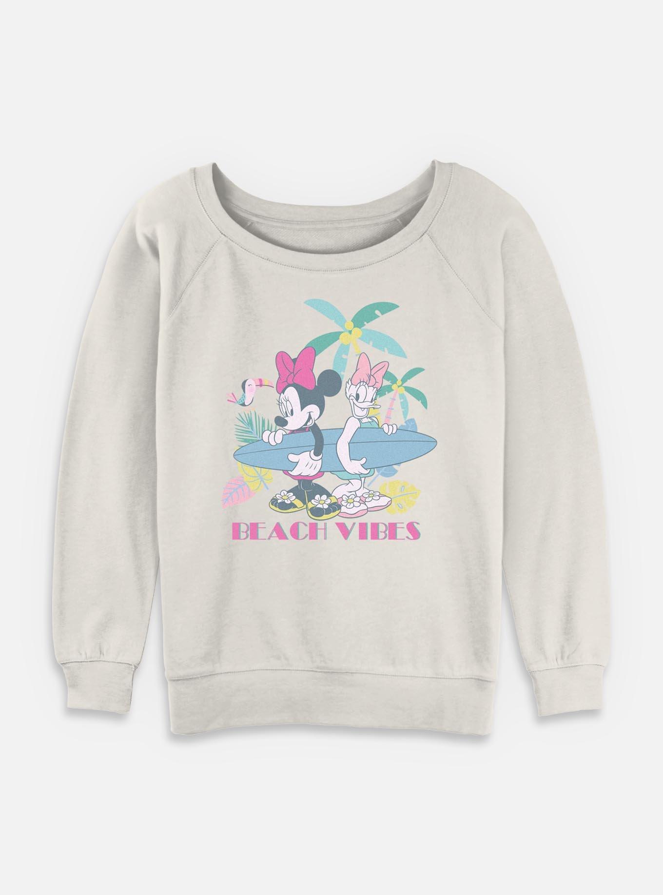 Disney Mickey Mouse Beach Vibes Surf Womens Slouchy Sweatshirt, , hi-res