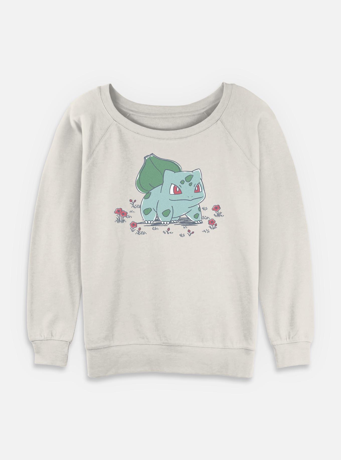 Pokemon Bulbasaur Floral Womens Slouchy Sweatshirt, EGRET, hi-res